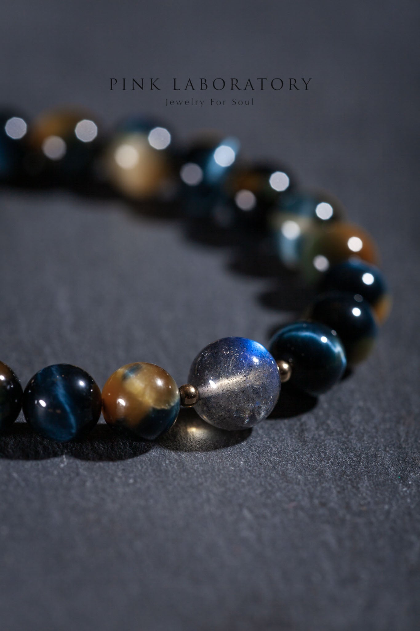 黃藍虎眼石拉長石14k包金手鍊