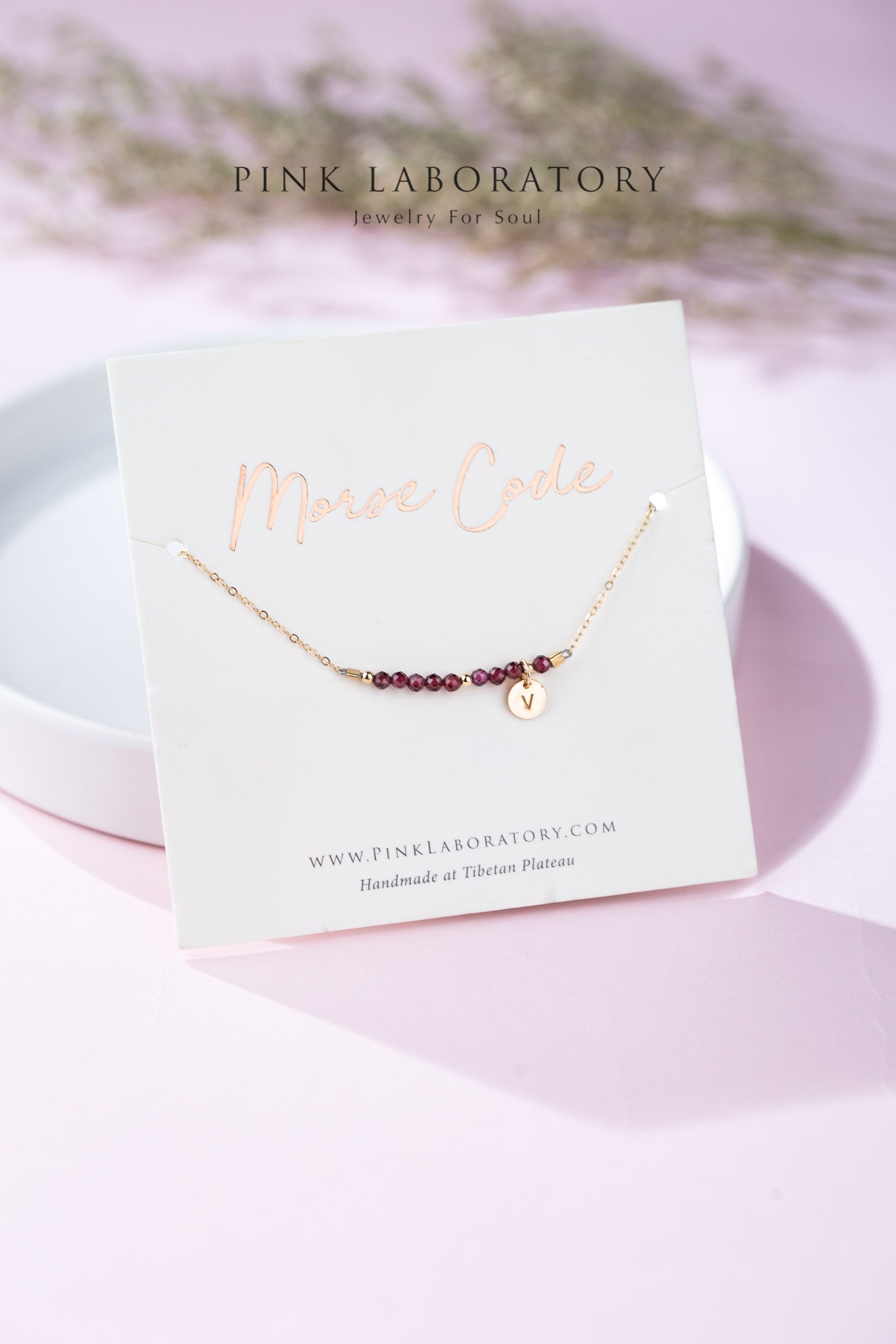 石榴石14KGF手鍊 | 摩斯密碼客製字母