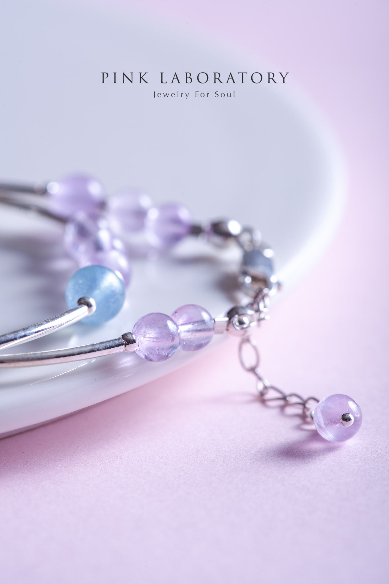 薰衣草紫水晶海藍寶925純銀手鍊