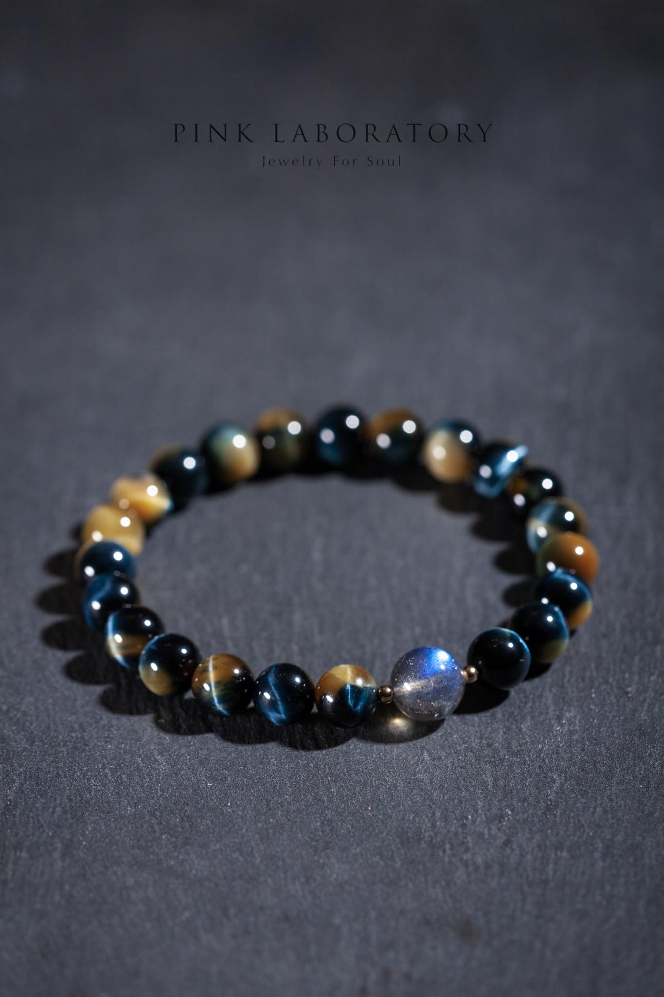 黃藍虎眼石拉長石14k包金手鍊