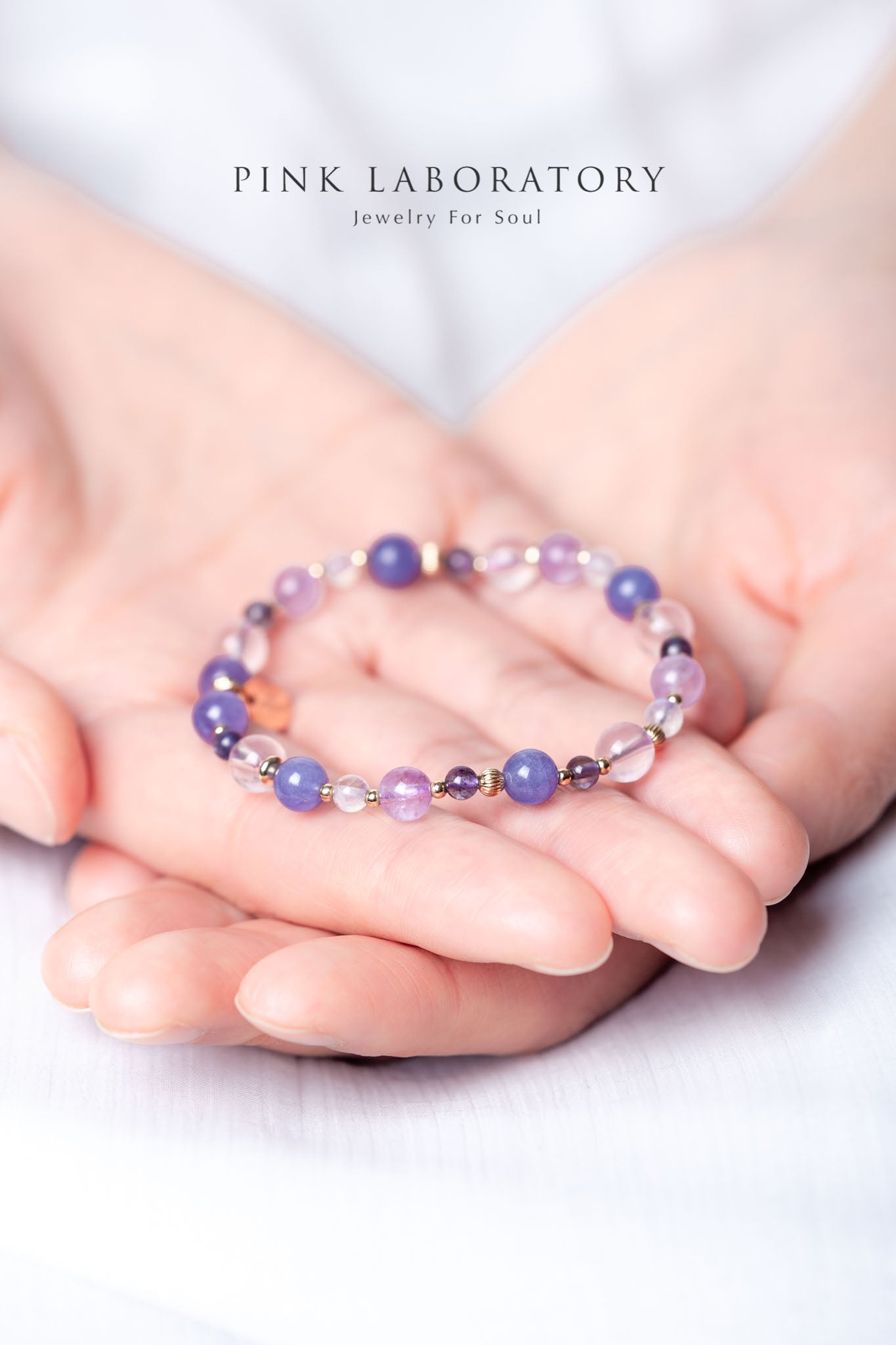 坦桑石月亮石粉晶14KGF手鍊