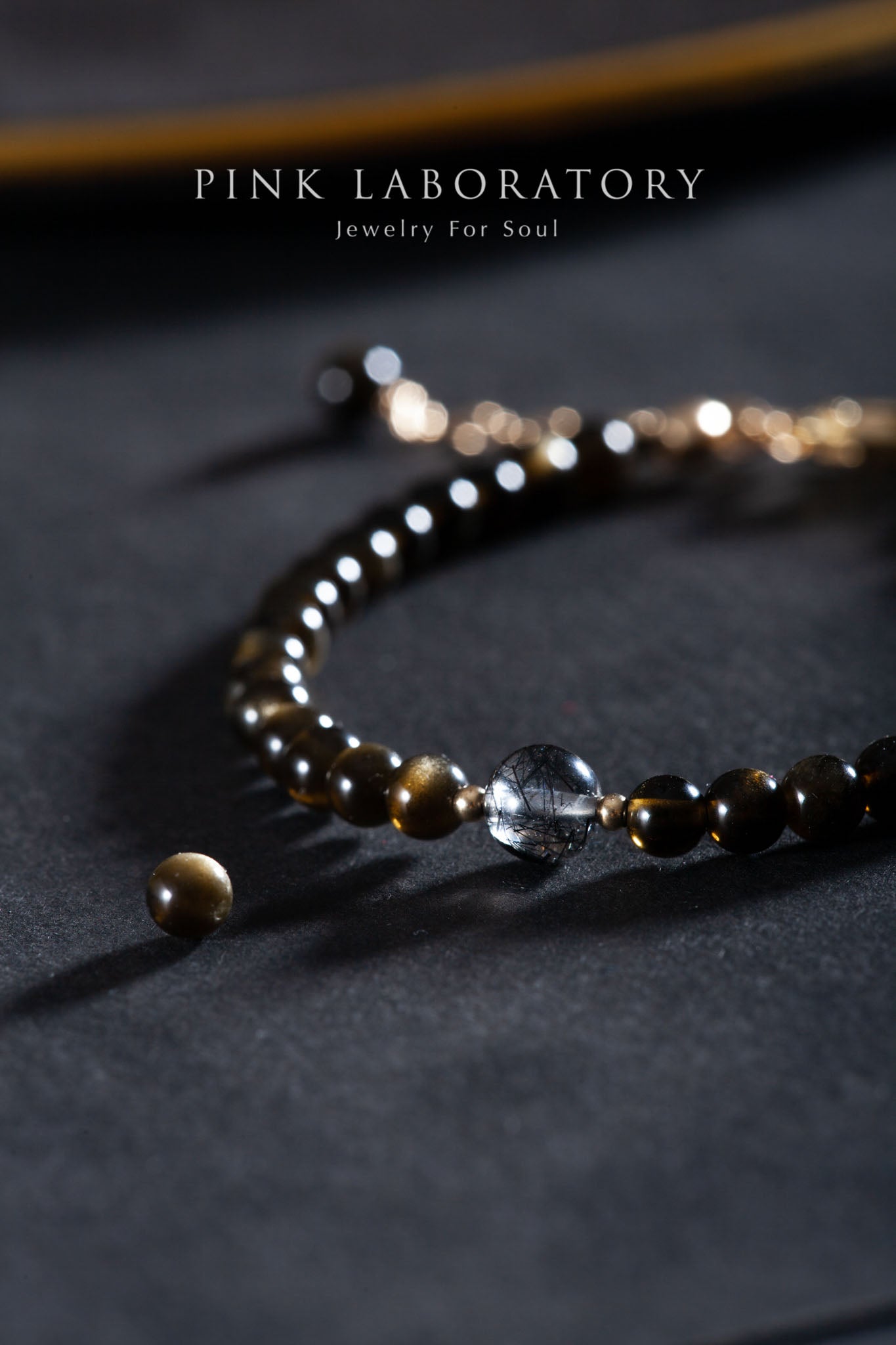 金沙黑曜石黑髮晶14KGF手鍊