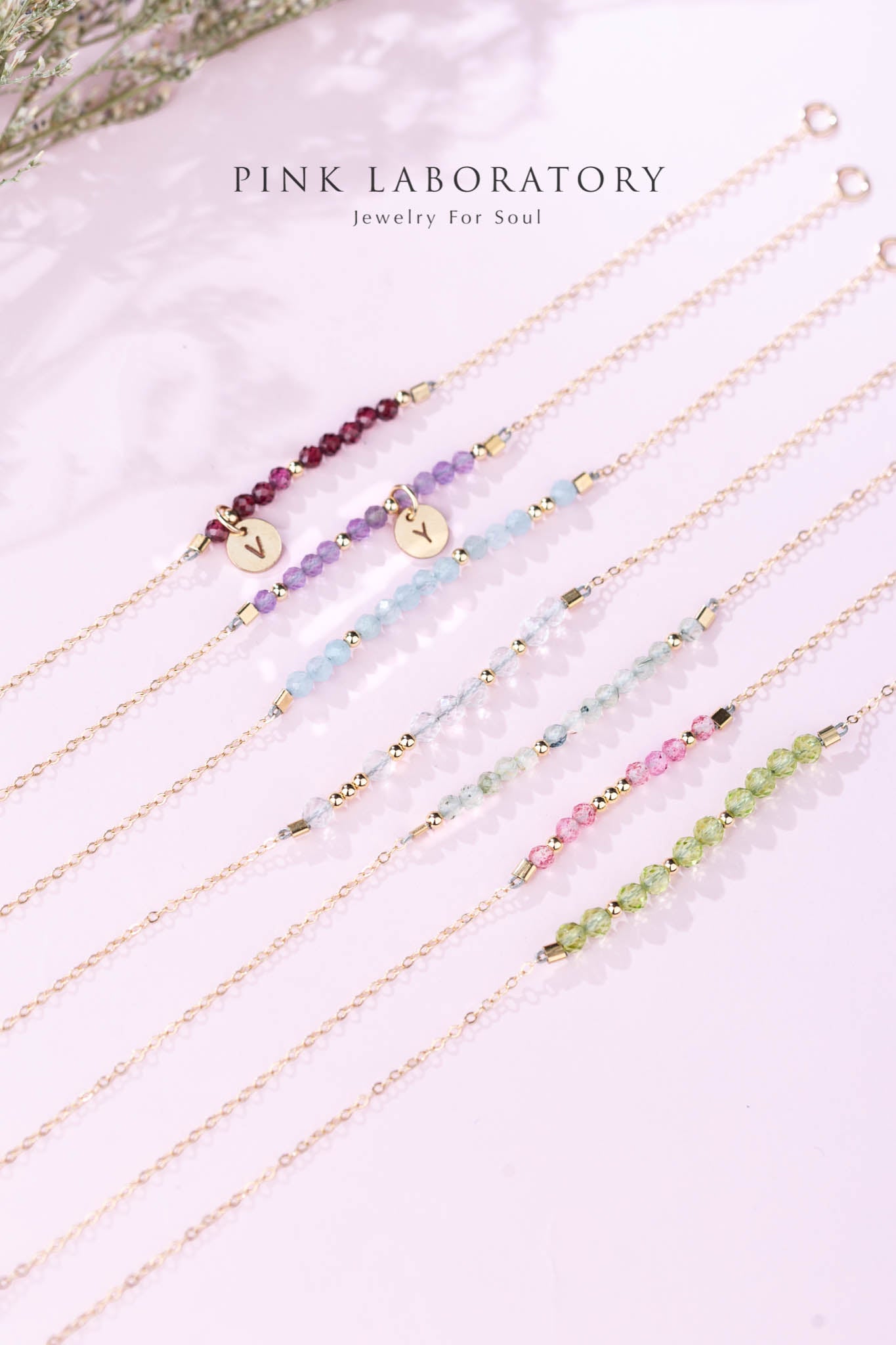 粉水晶手鍊 | 摩斯密碼客製字母