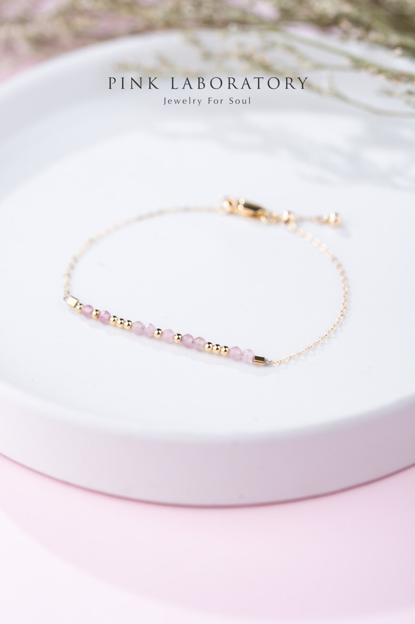 粉水晶手鍊 | 摩斯密碼客製字母