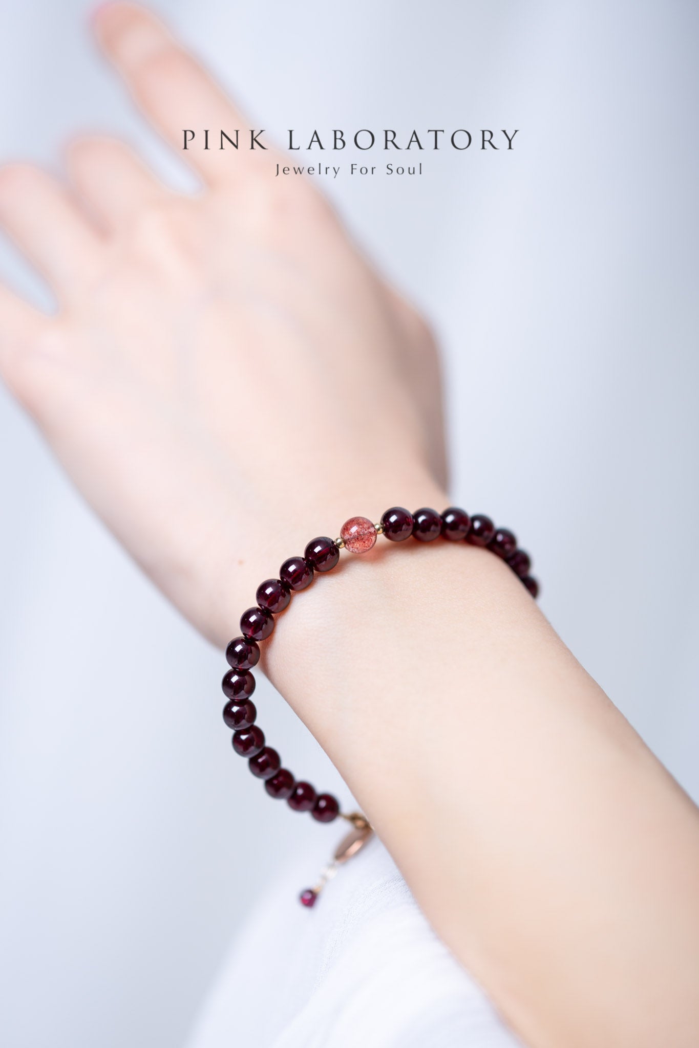 石榴石草莓晶14k包金手鍊