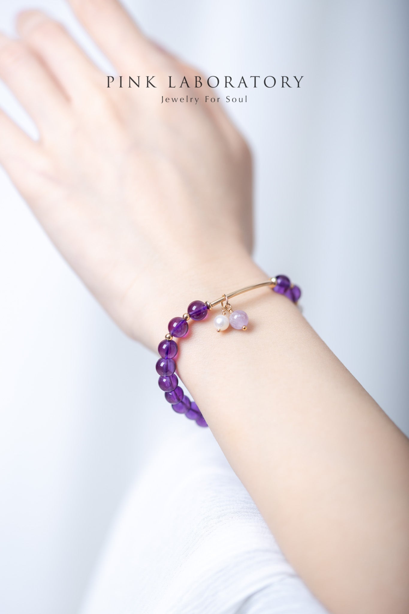 紫水晶珍珠14KGF手鍊