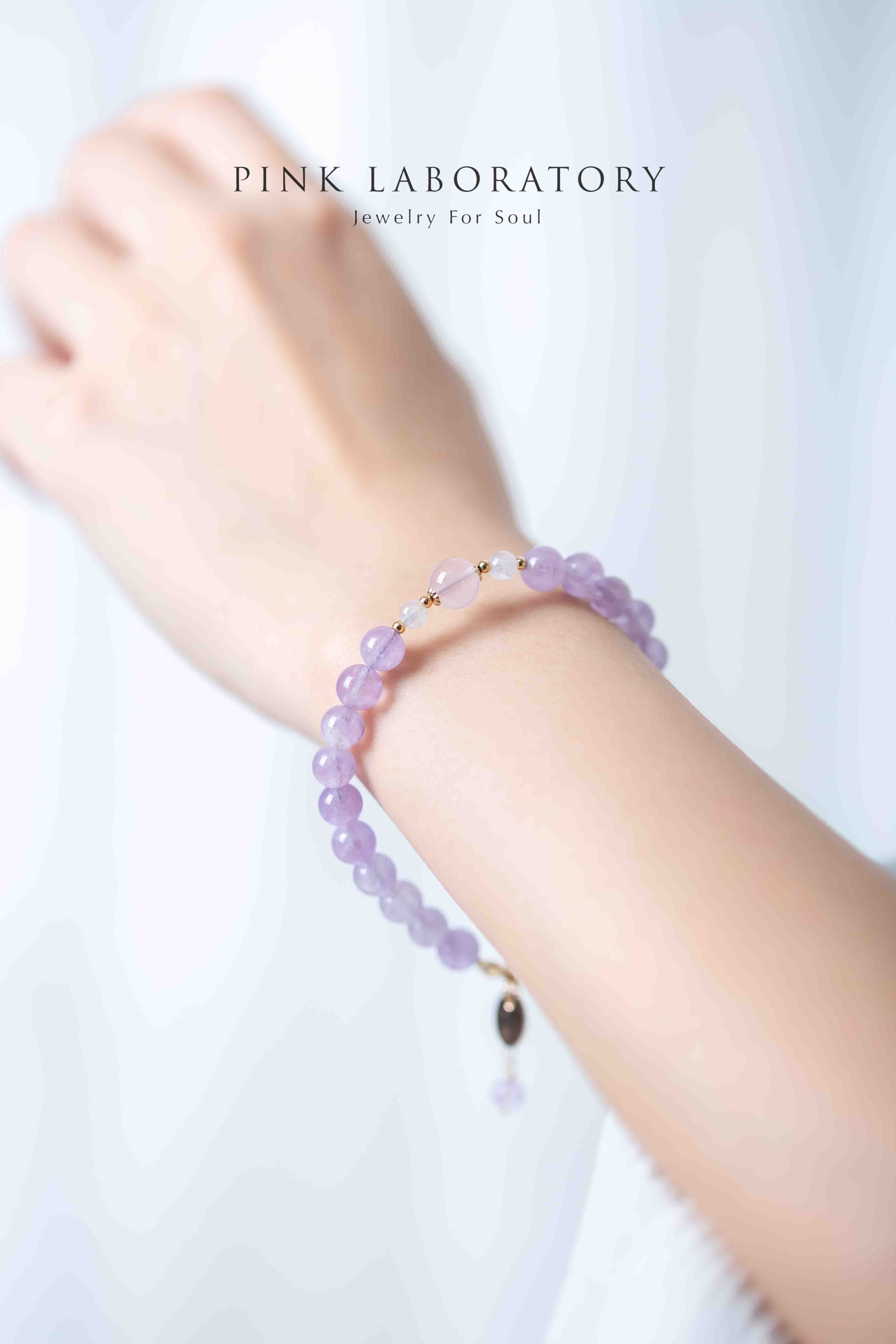 薰衣草紫水晶月光石14k包金手鍊