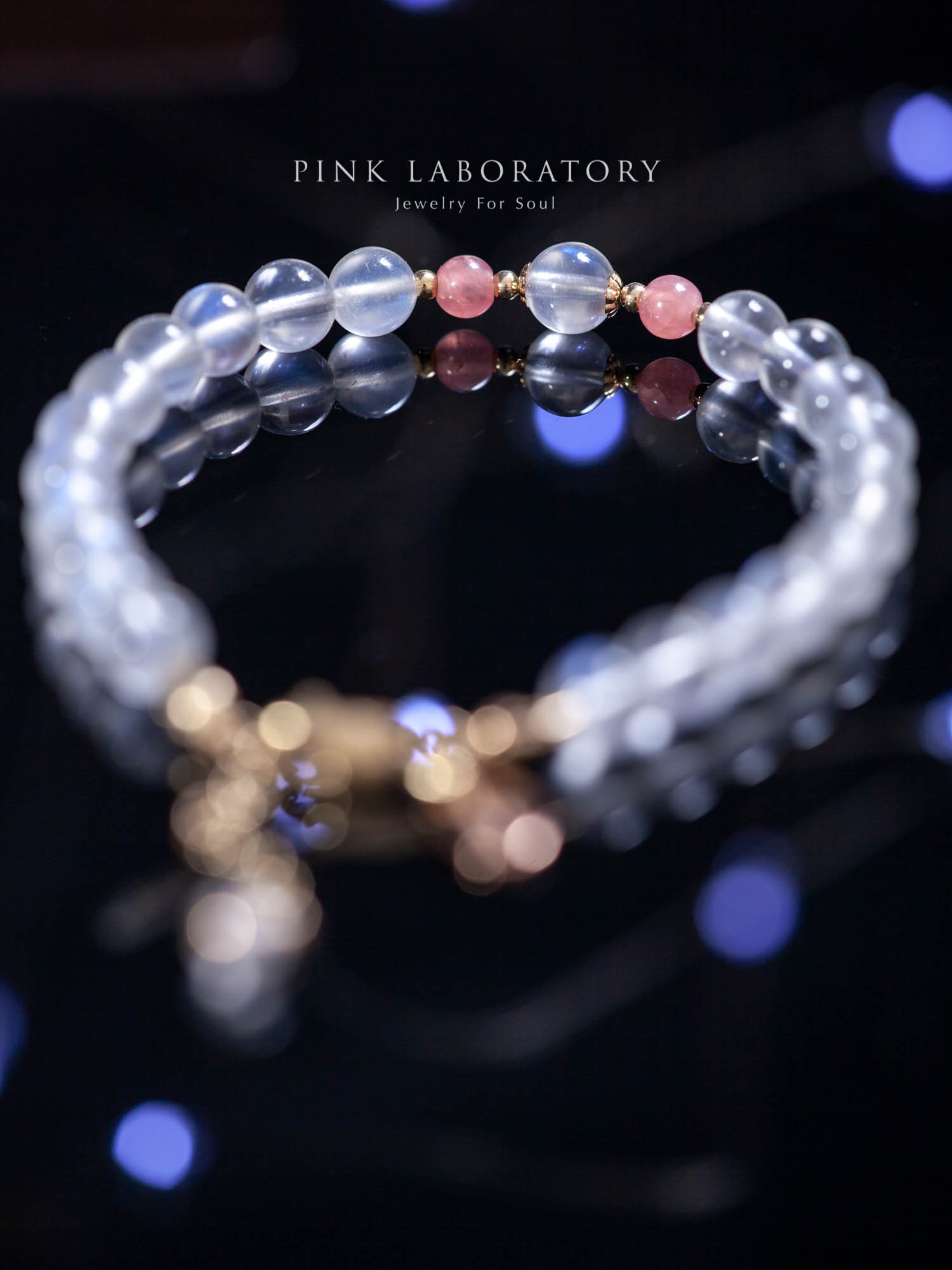 奶油月光石紅紋石手鍊