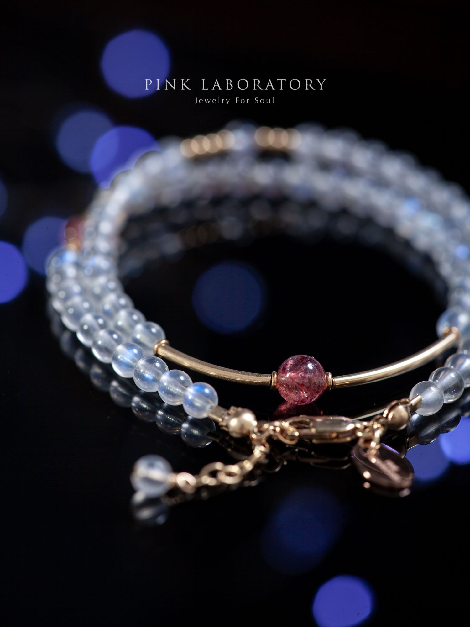 奶油月光石草莓晶手鍊