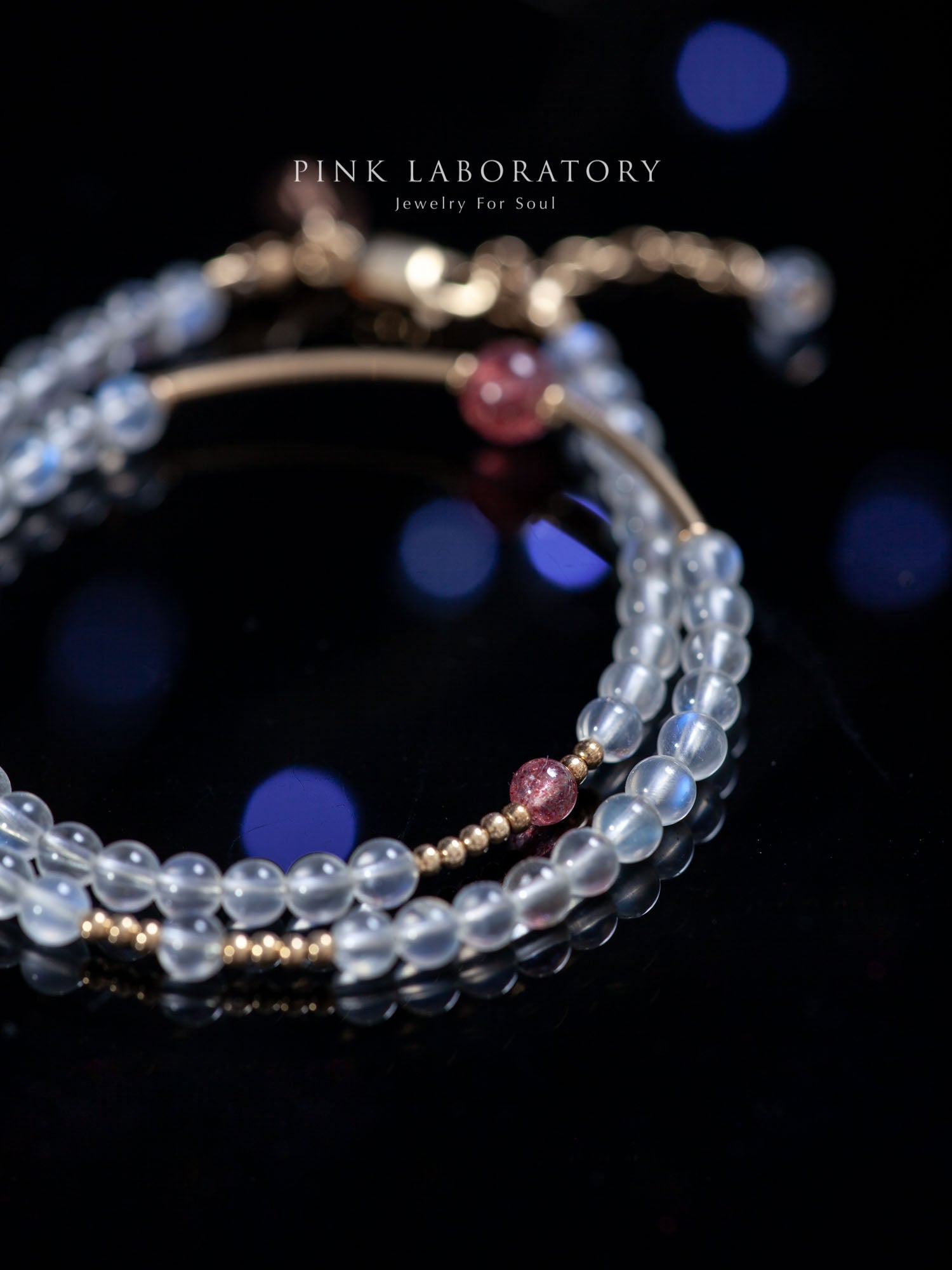 奶油月光石草莓晶手鍊