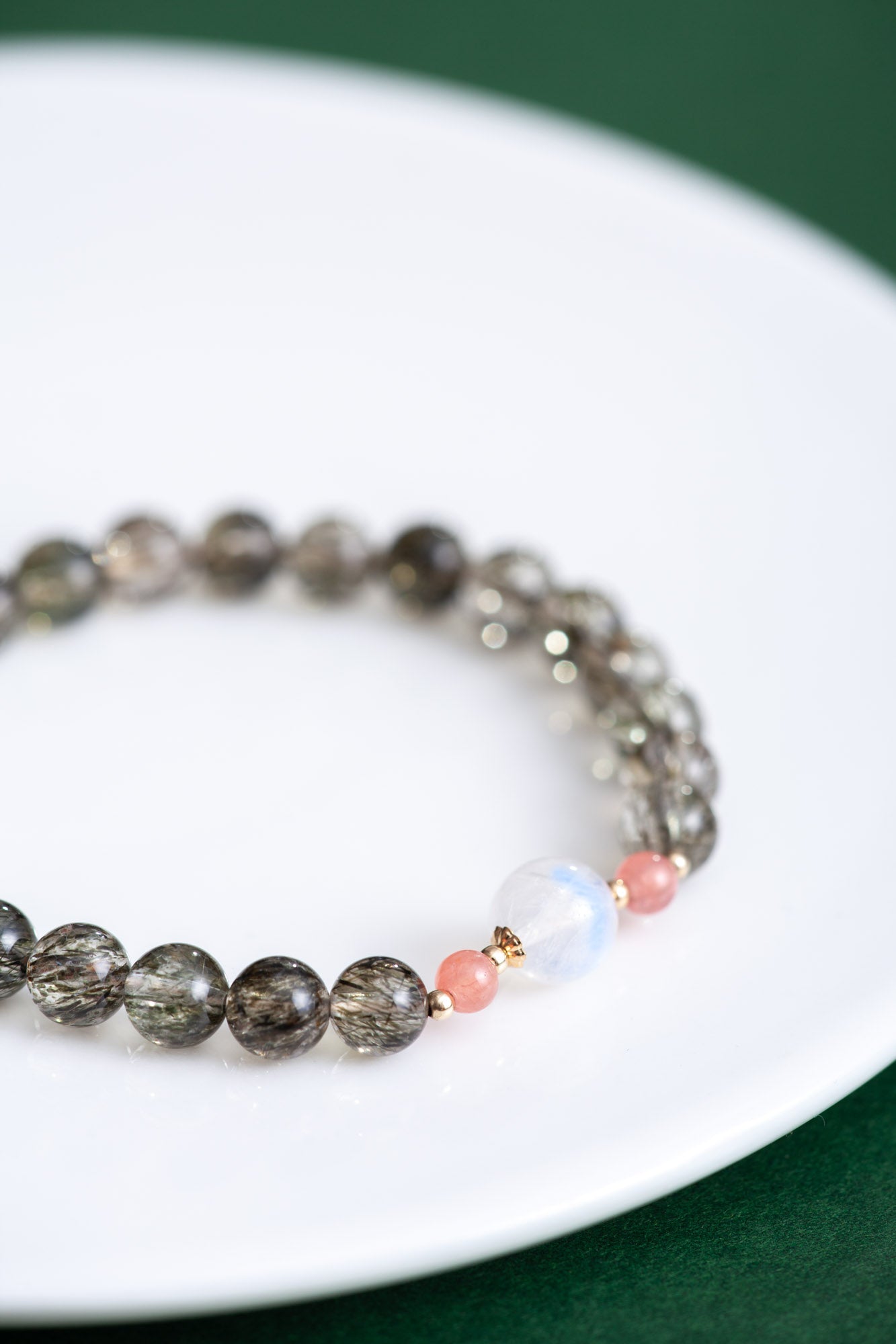 綠碧髮晶 月光石手鍊