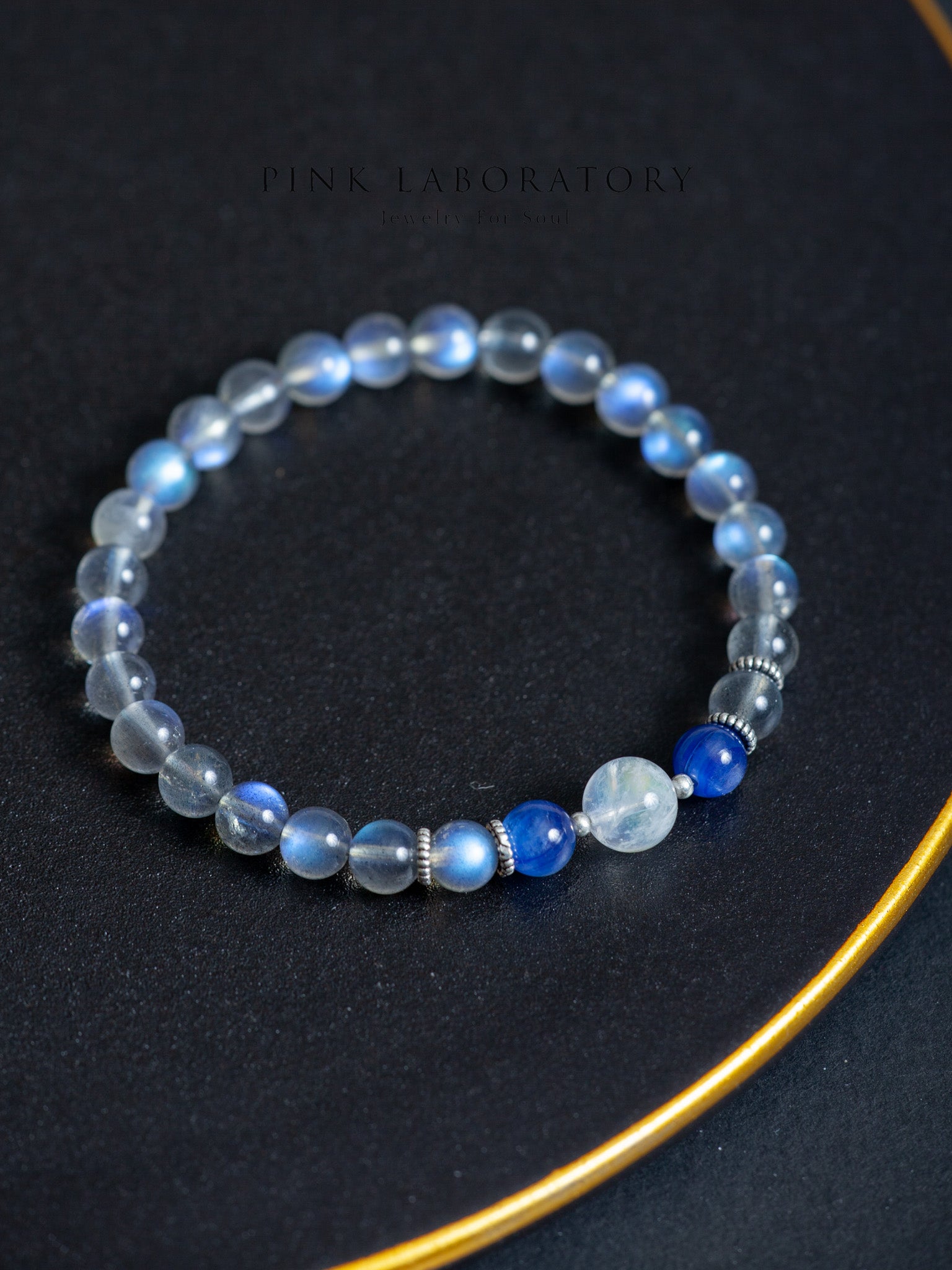 拉長石藍晶石925純銀手鍊