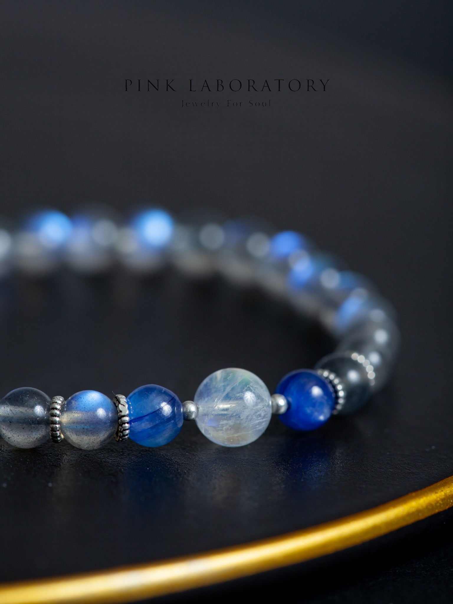 拉長石藍晶石925純銀手鍊