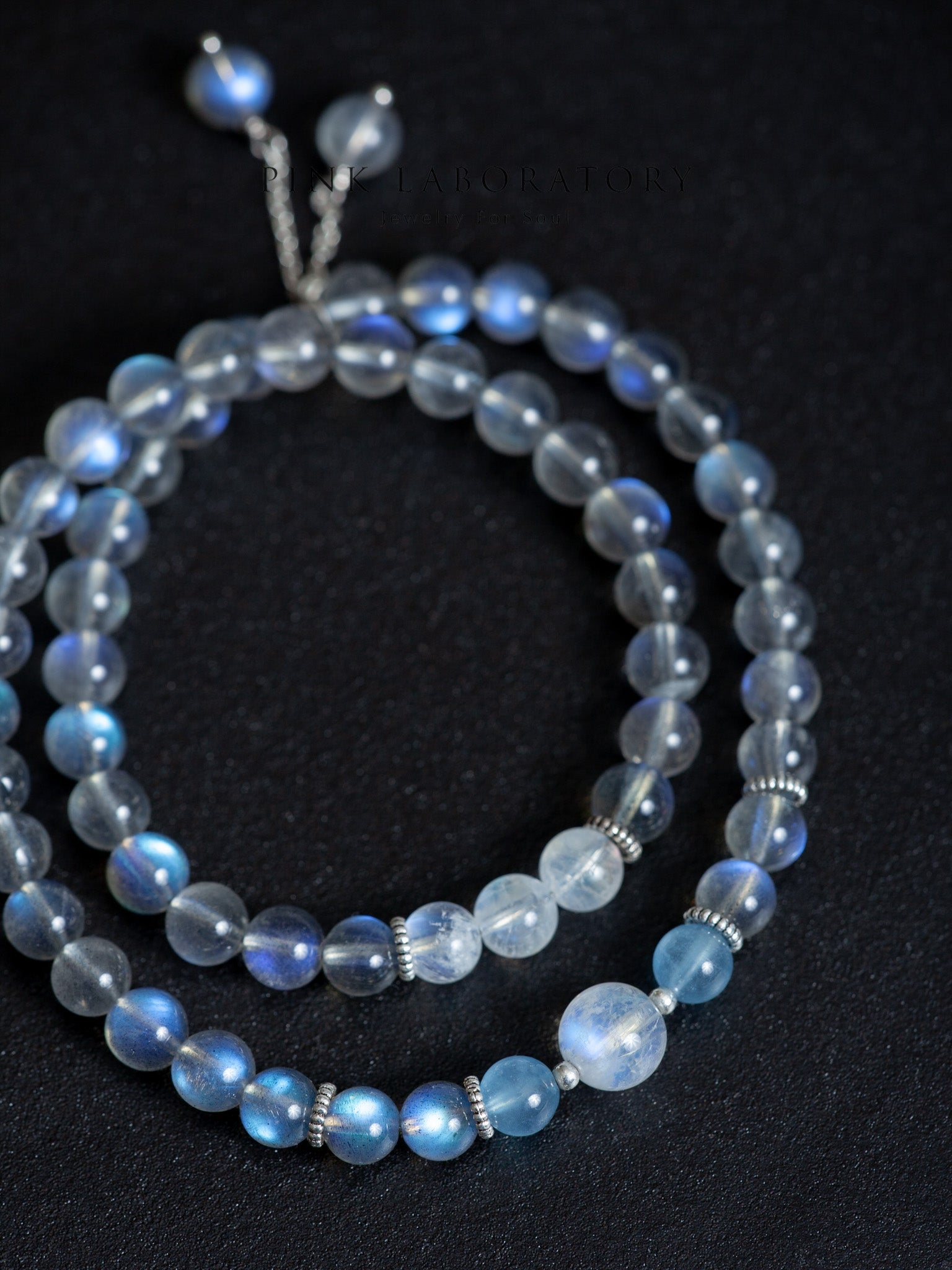 拉長石月光石925純銀雙圈手鍊