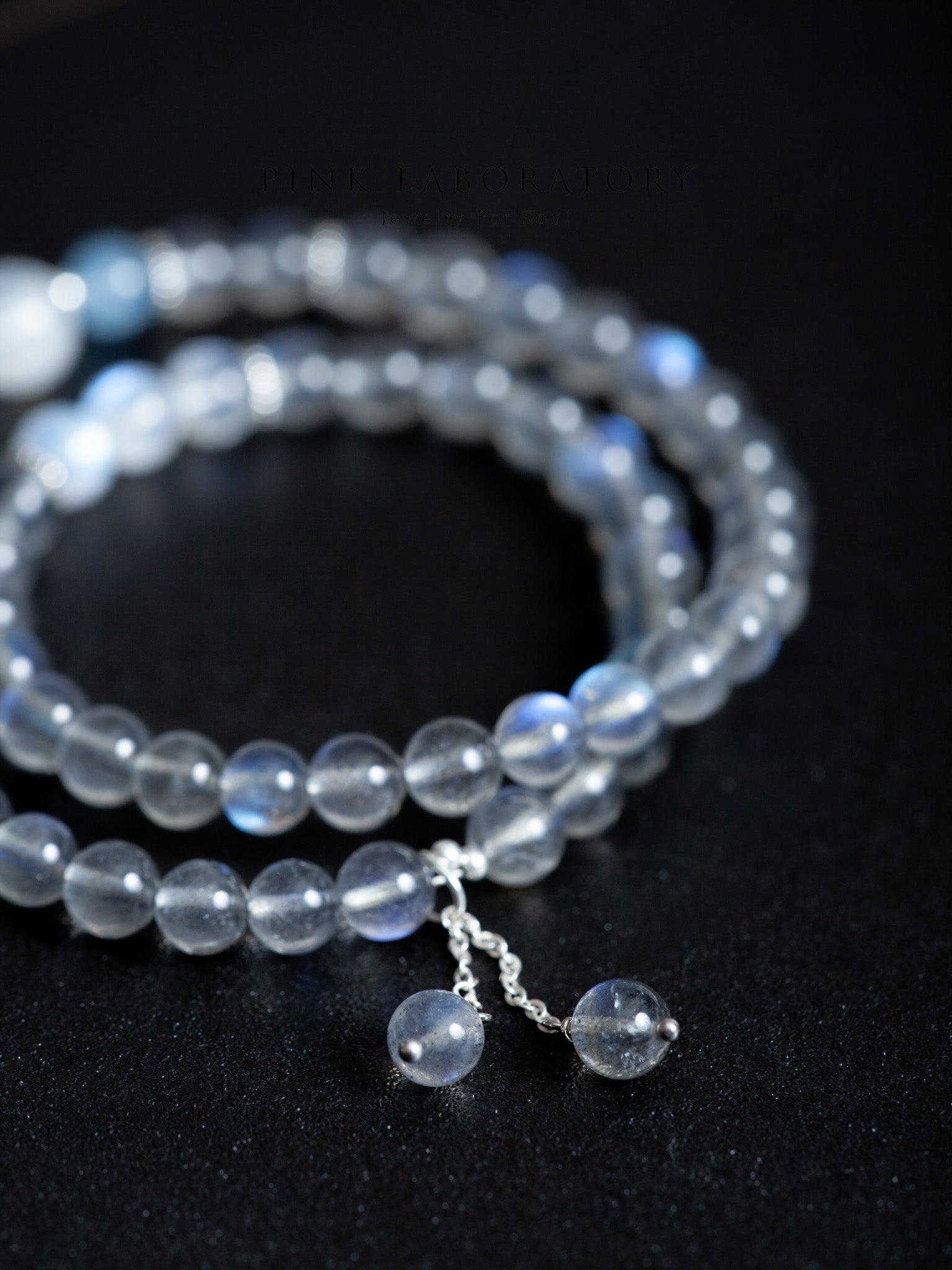 拉長石月光石925純銀雙圈手鍊