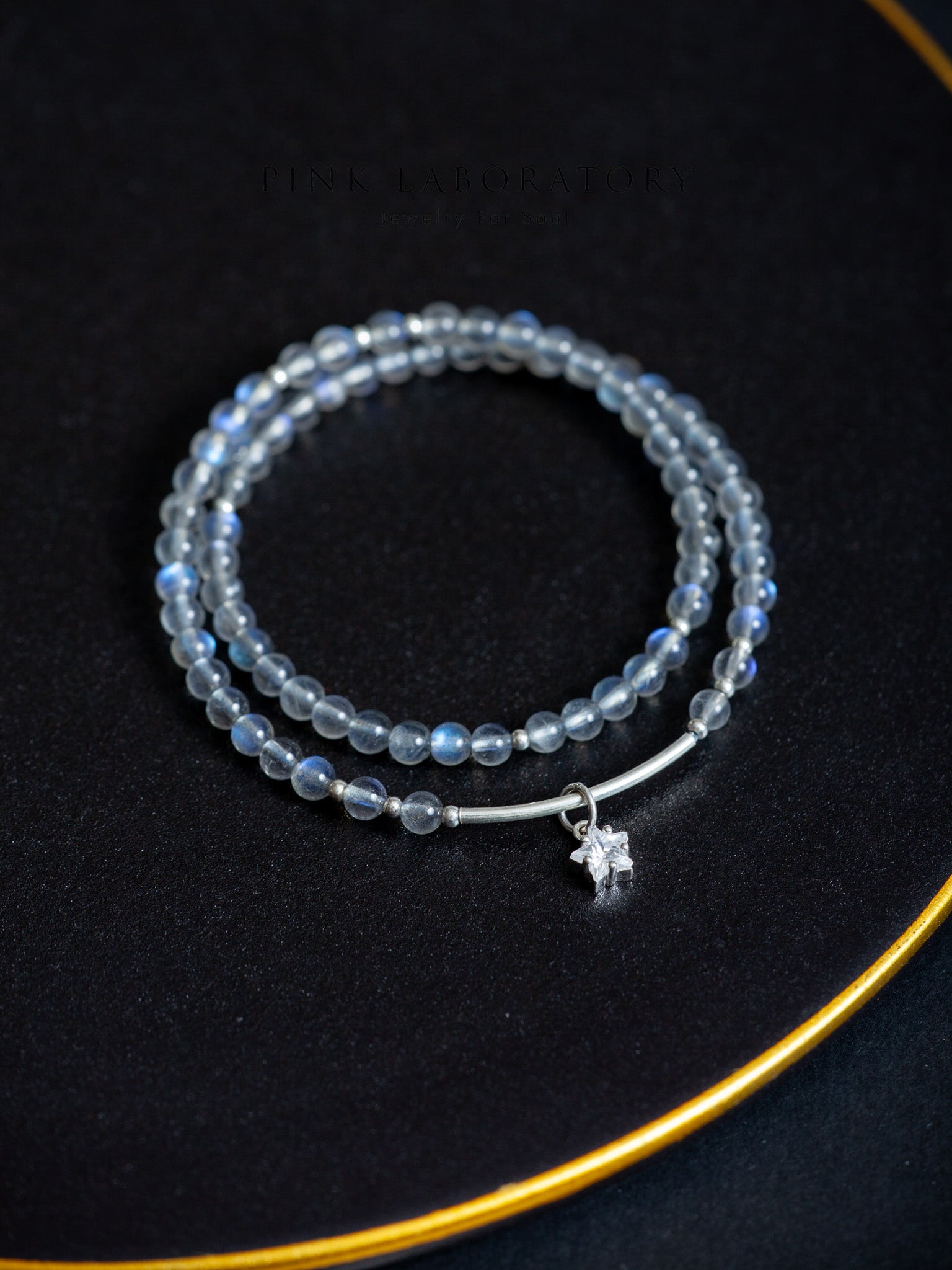 拉長石925純銀雙圈手鍊