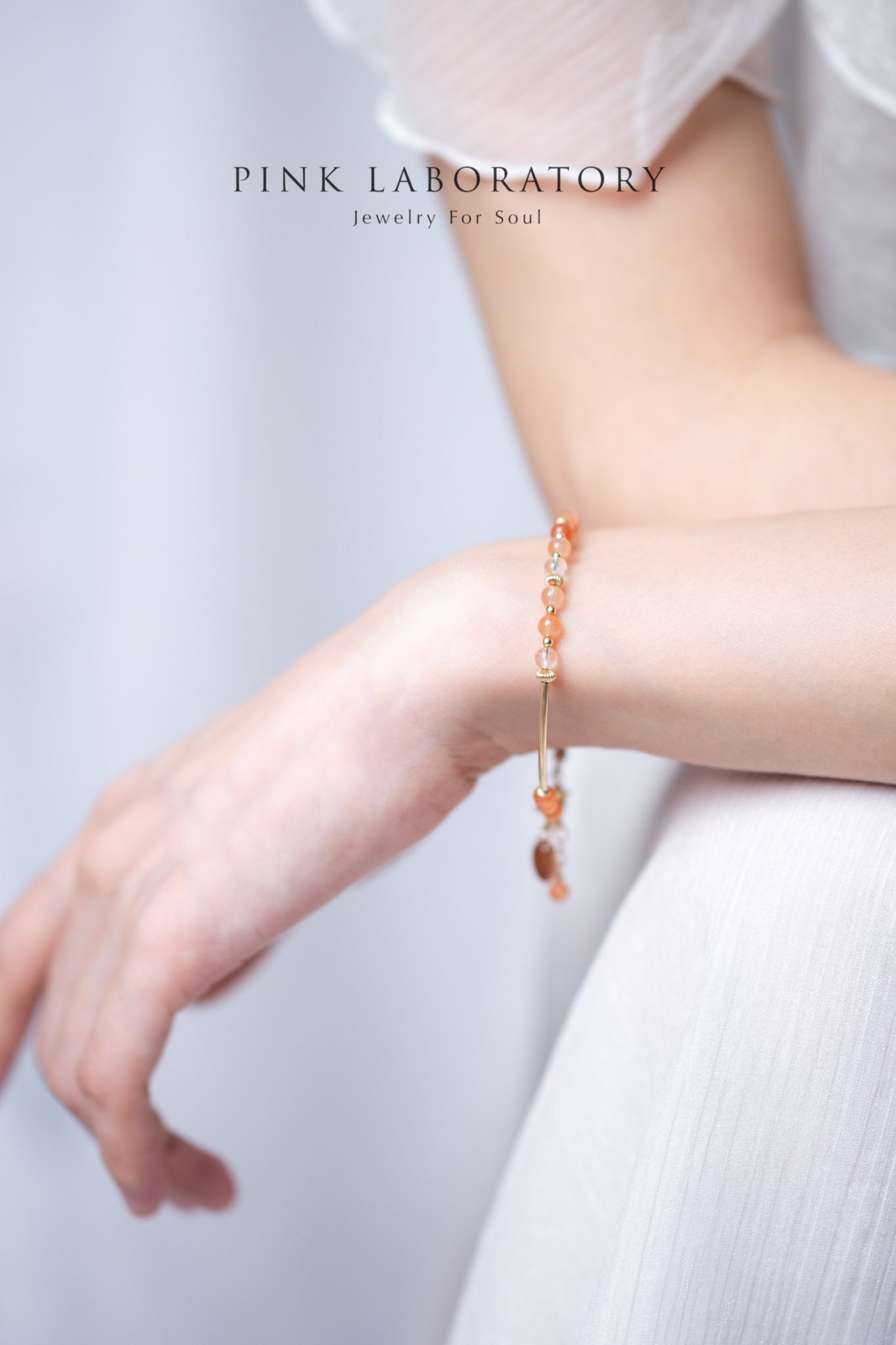 聚寶盆紅兔毛紅髮晶14KGF手鍊