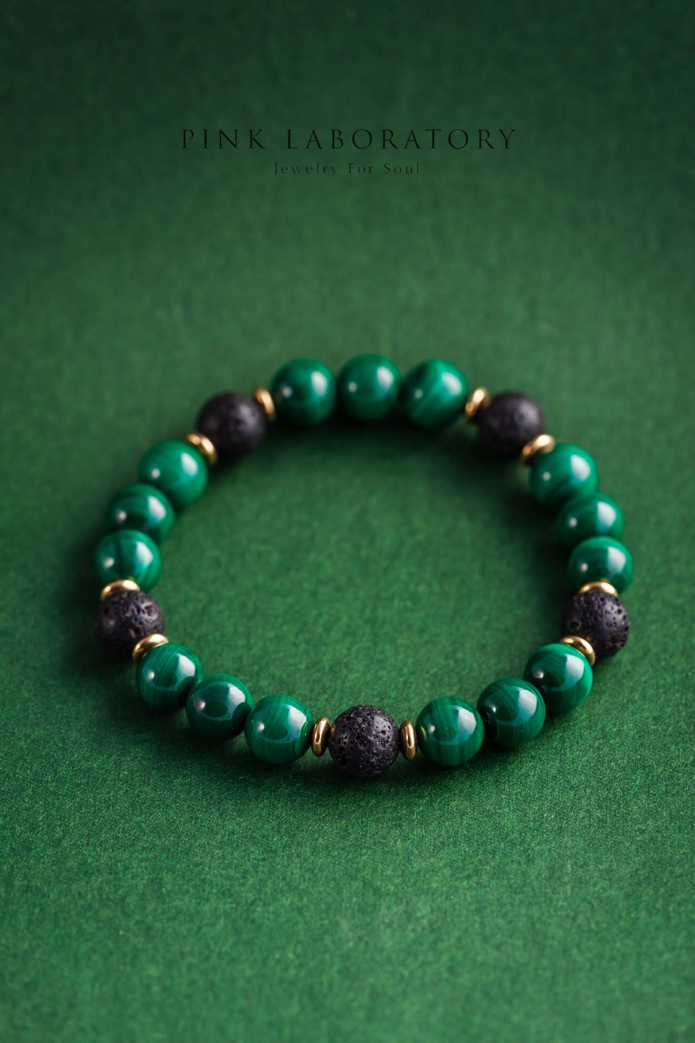 孔雀石火山石手鍊