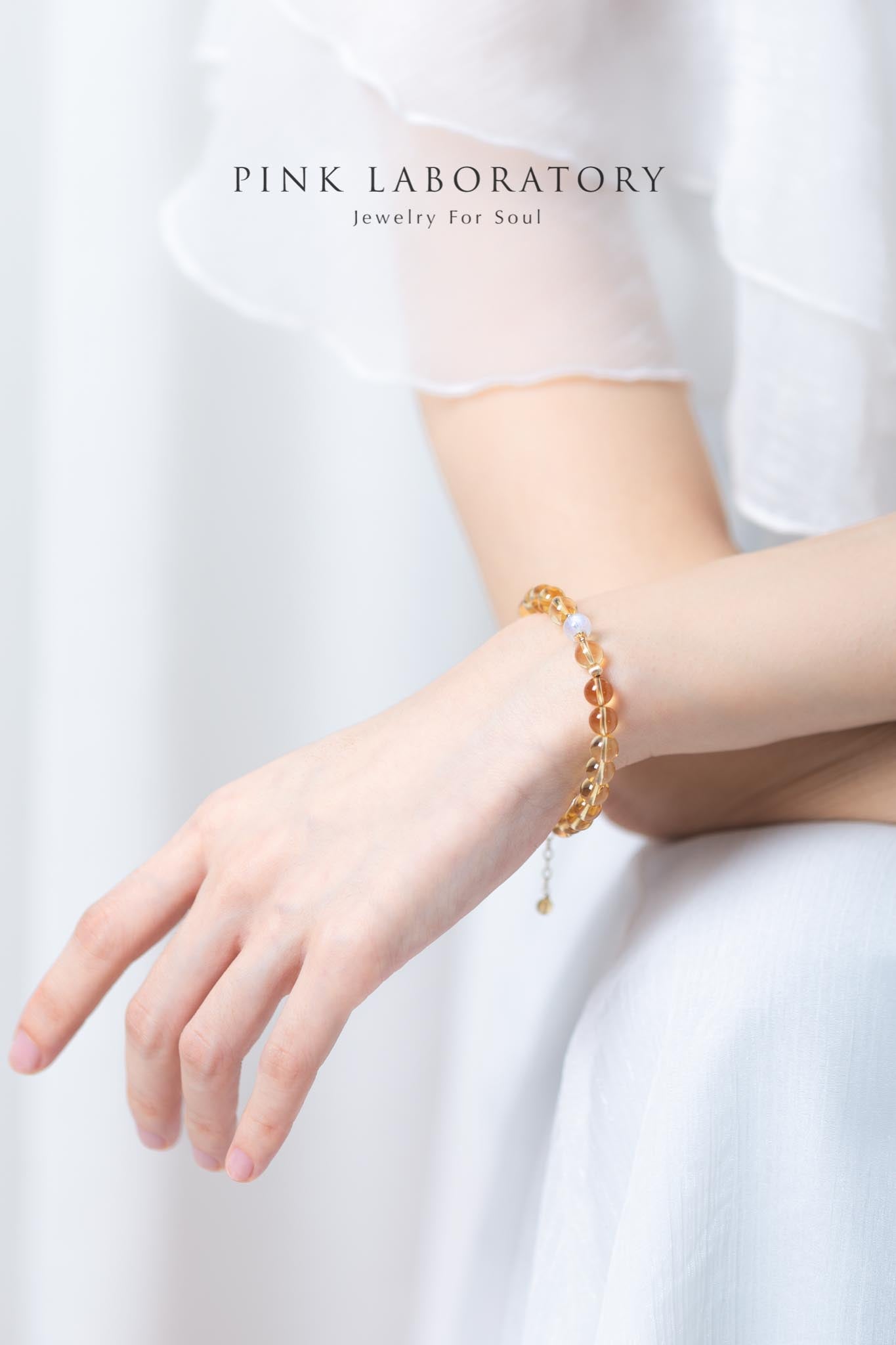 黃水晶月光石6mm手鍊