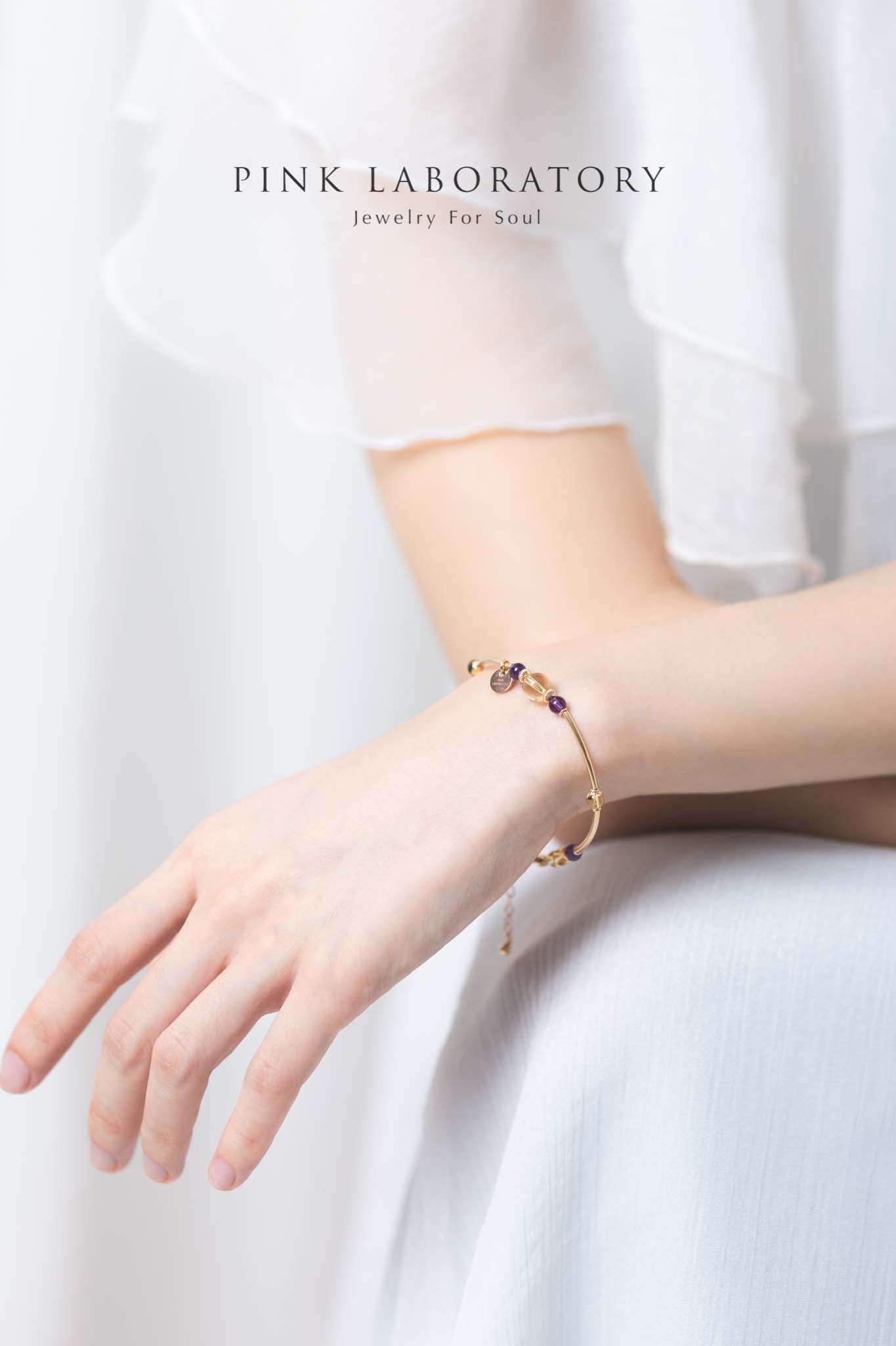 黃水晶紫水晶14KGF手鍊