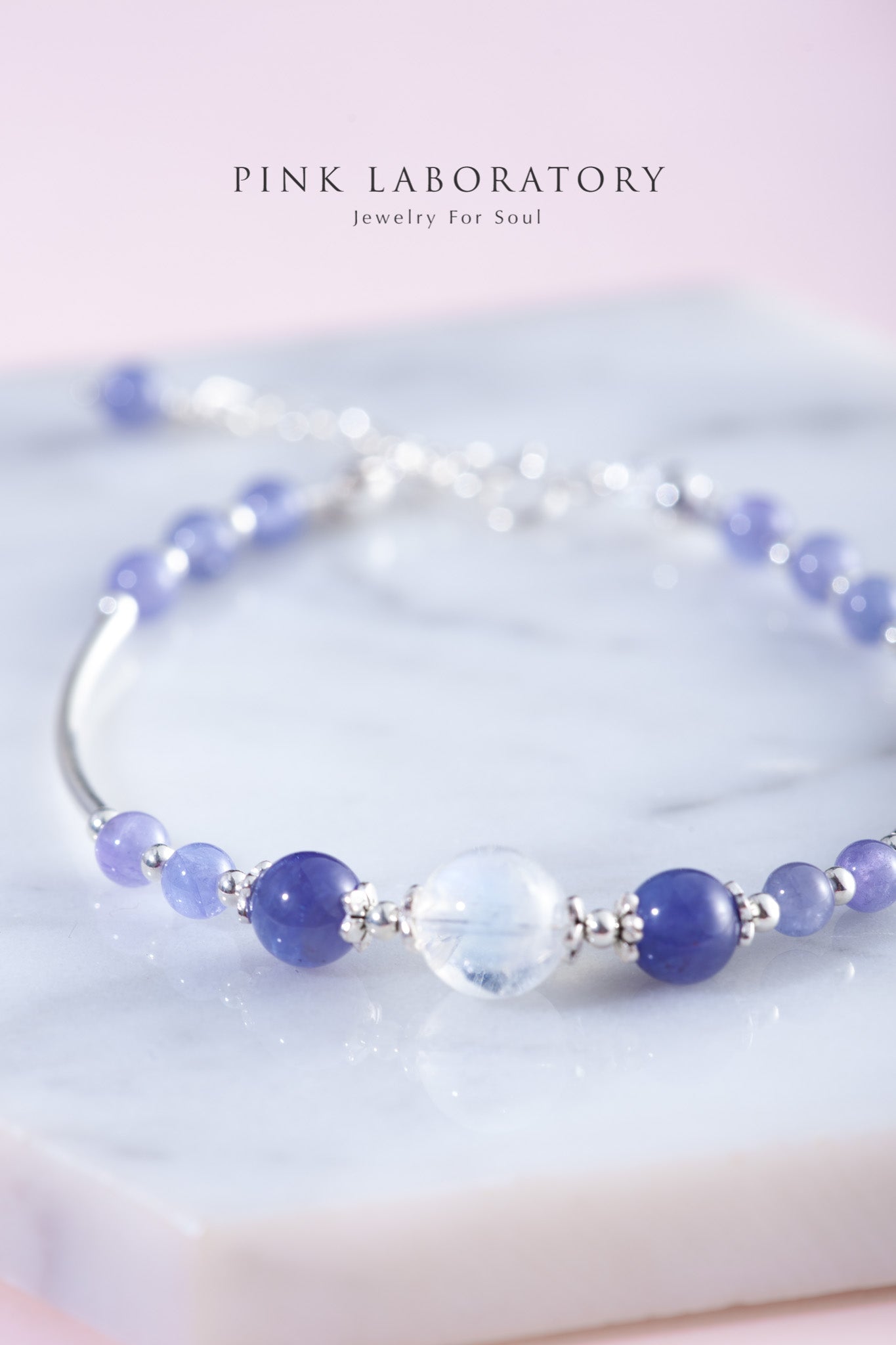 坦桑石月亮石925純銀手鍊