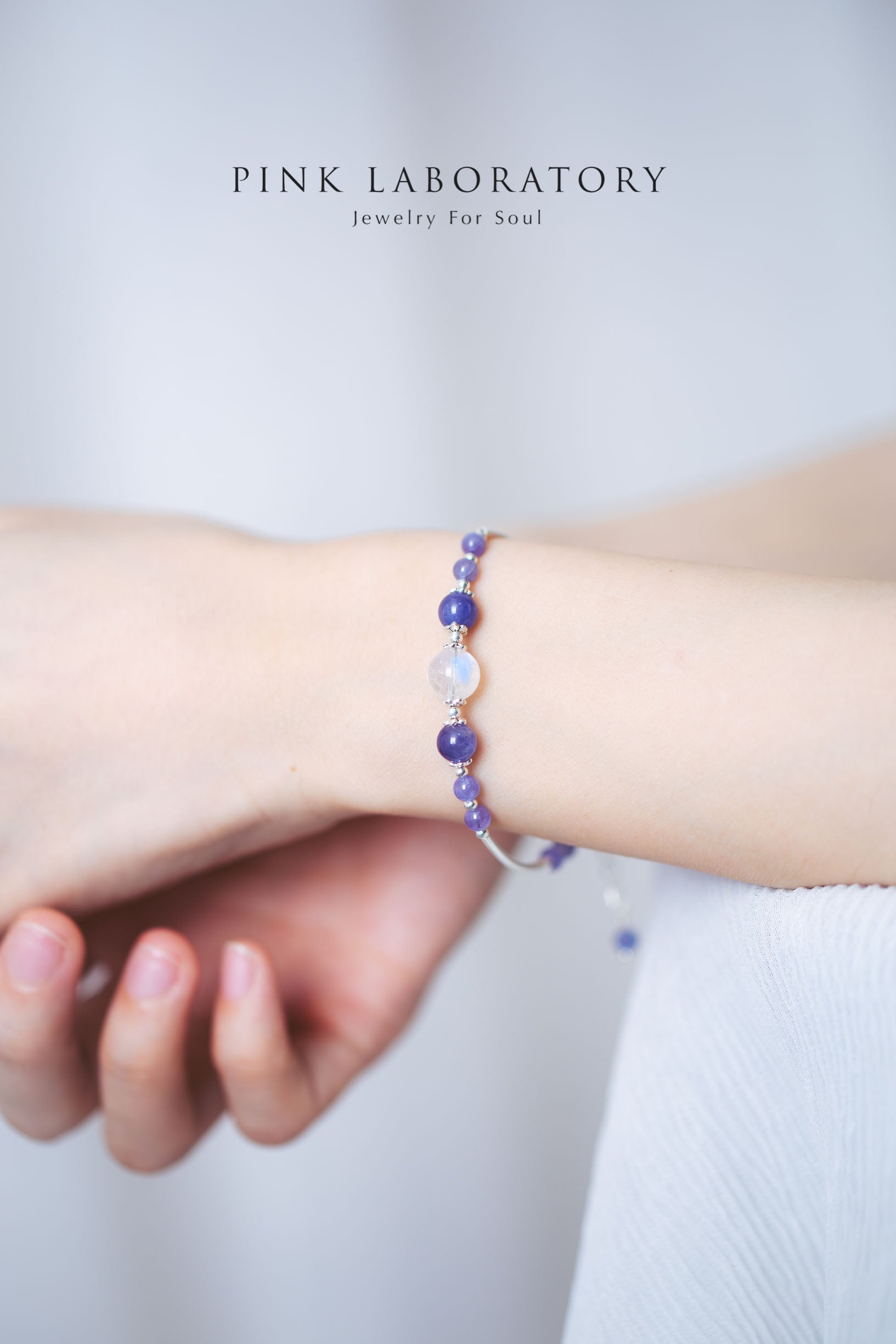 坦桑石月亮石925純銀手鍊