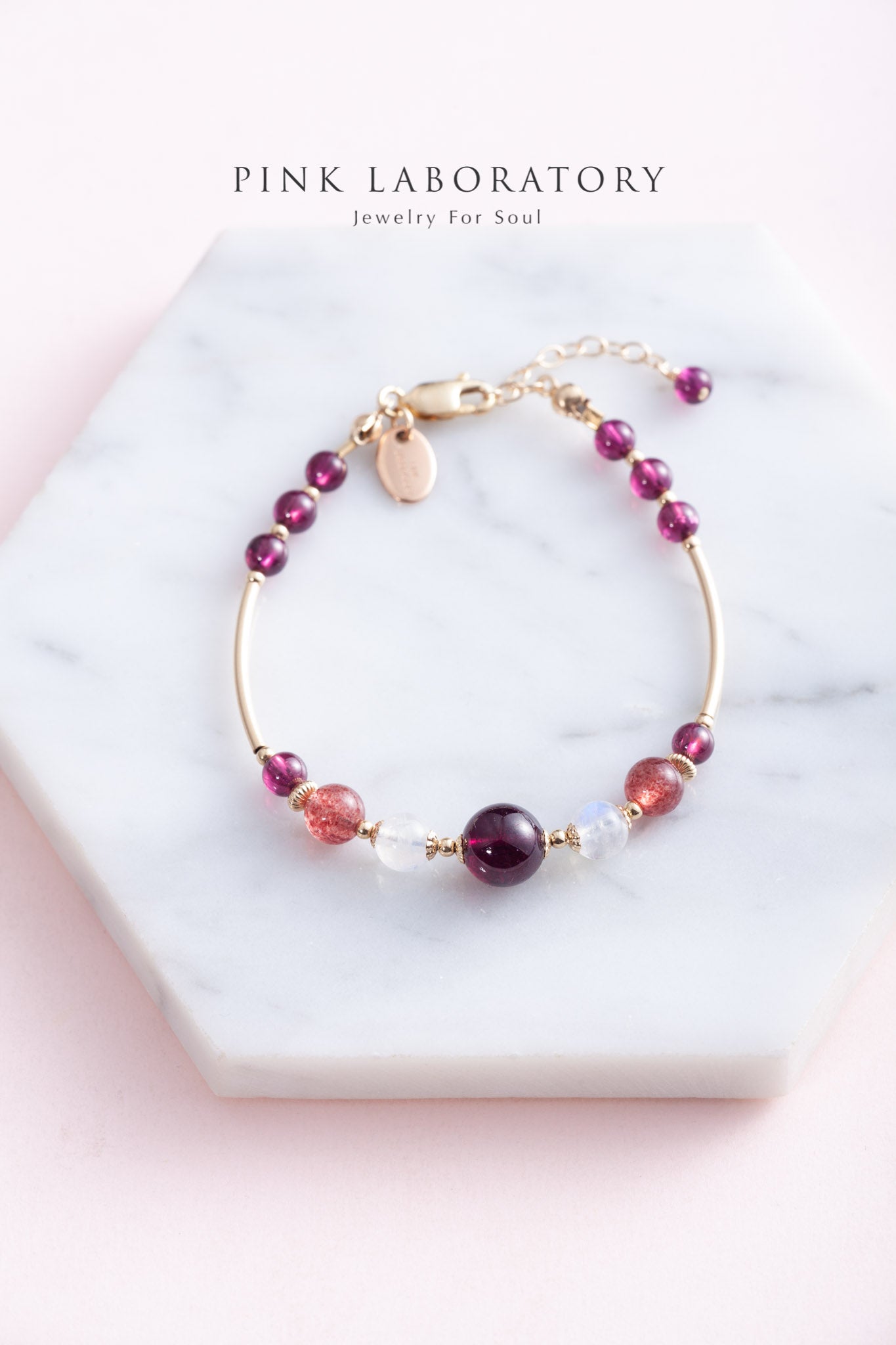 石榴石草莓晶14k包金手鍊