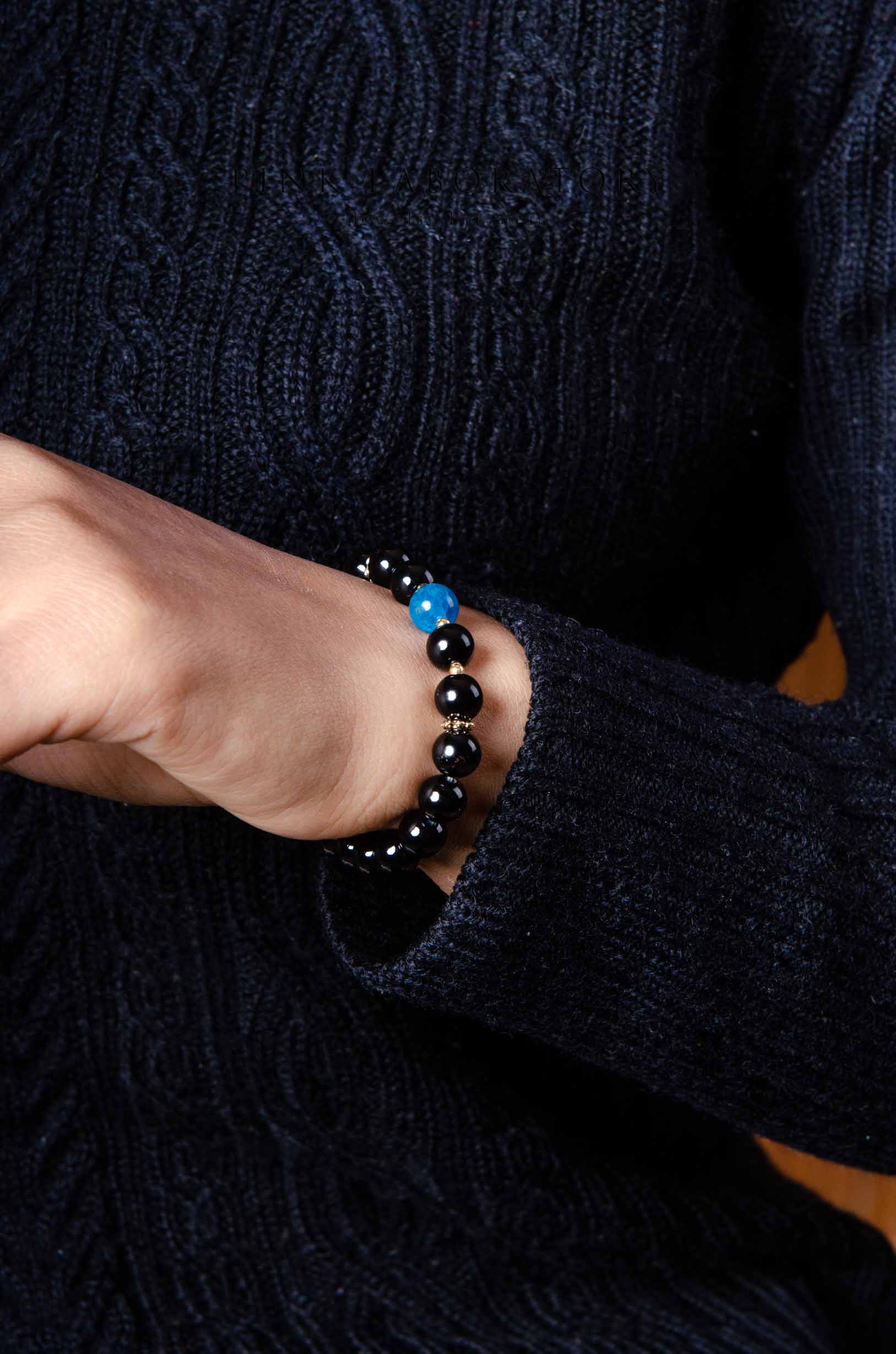 黑瑪瑙磷灰石8mm手鍊