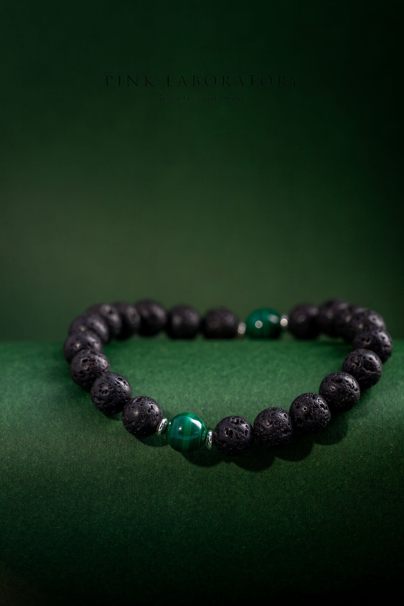 孔雀石火山石手鍊