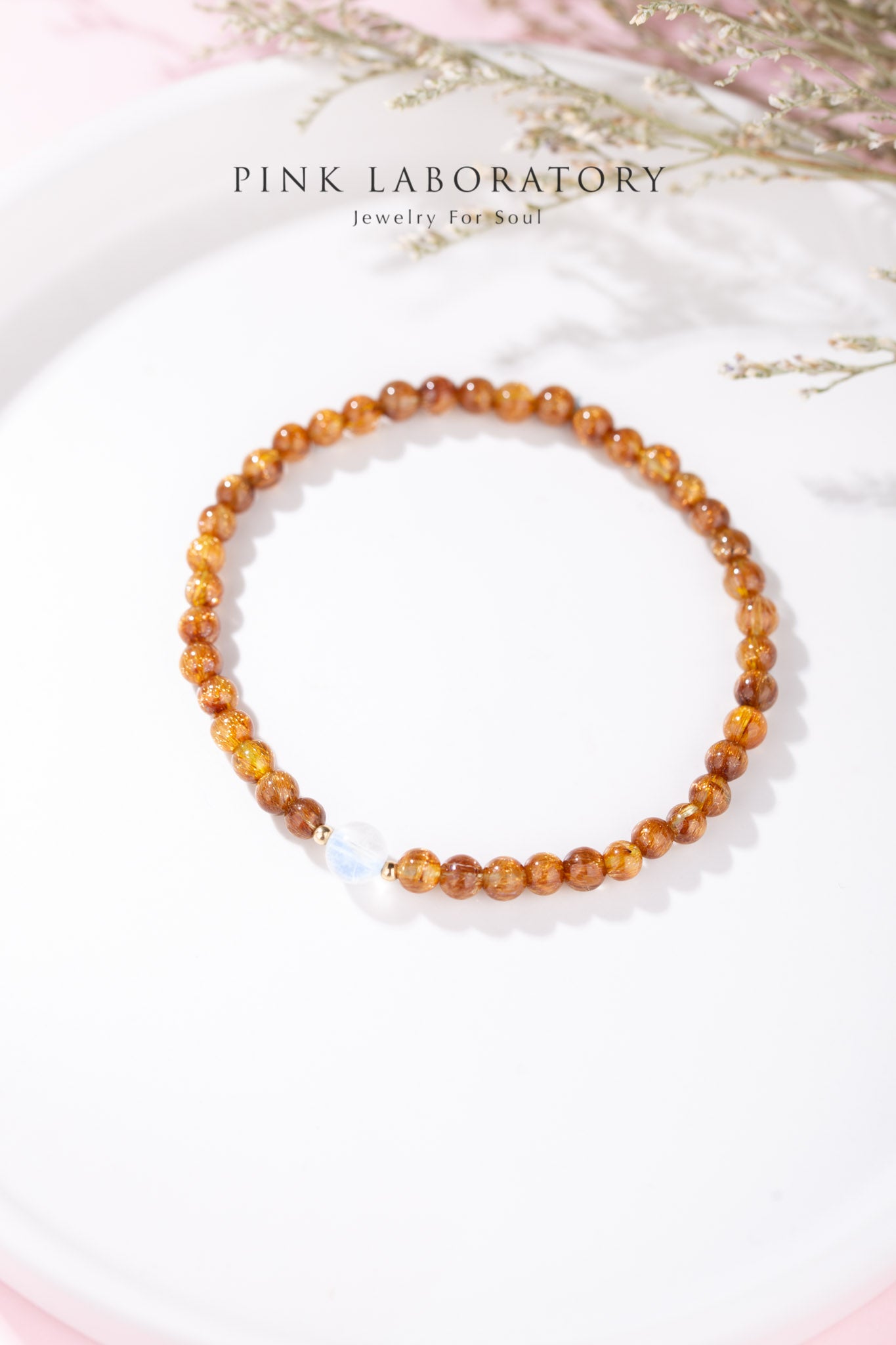 銅鈦晶月光石14k包金手鍊