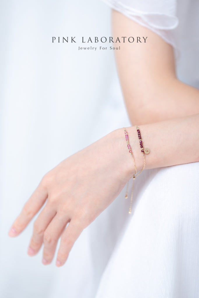 石榴石14KGF手鍊 | 摩斯密碼客製字母