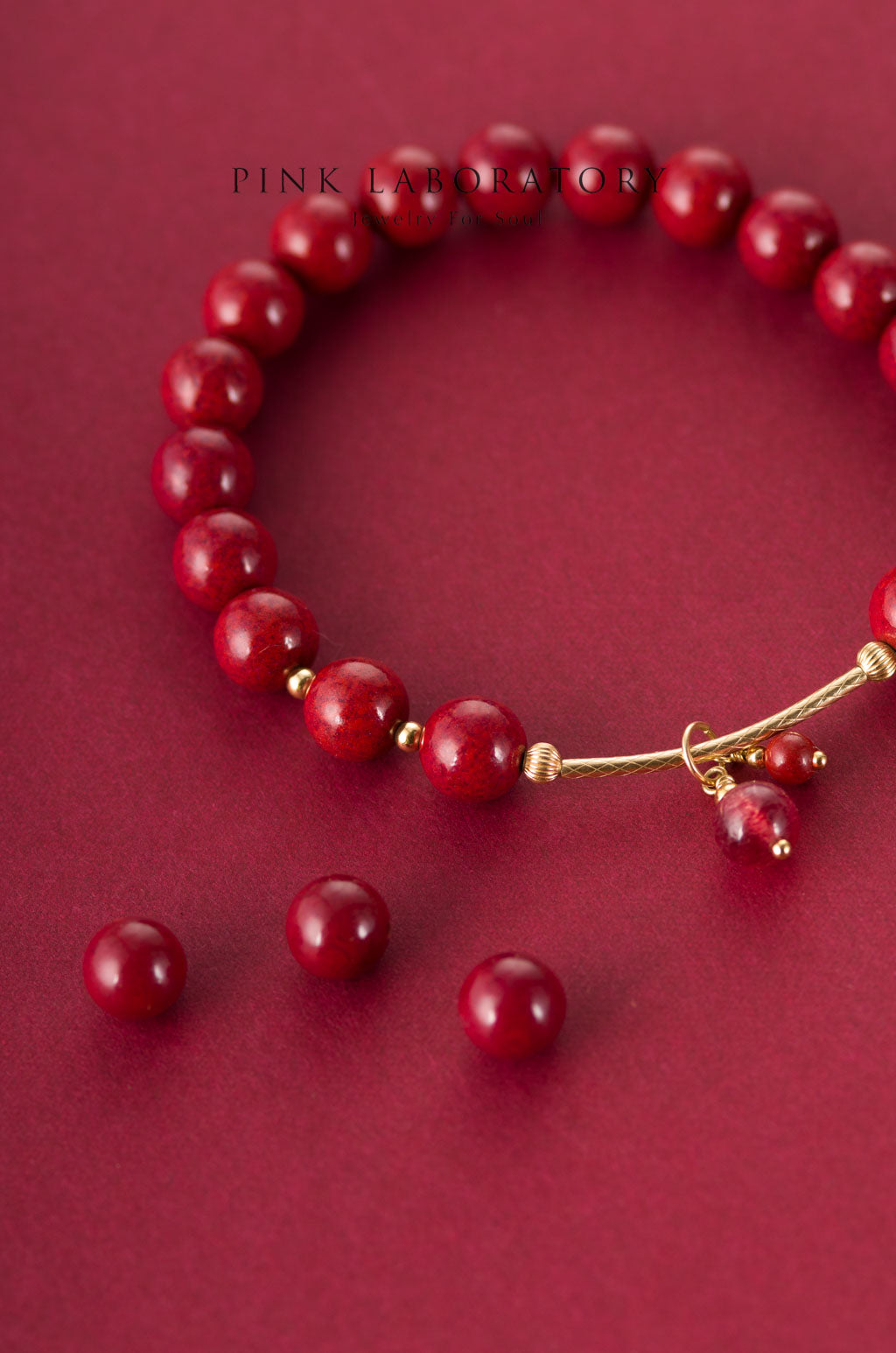 紫金砂硃砂8mm手鏈 | 美國14K包金