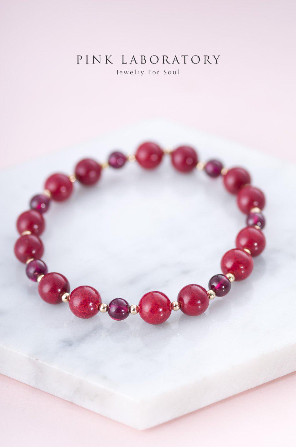 硃砂石榴石14KGF手鏈 - Pink Laboratory