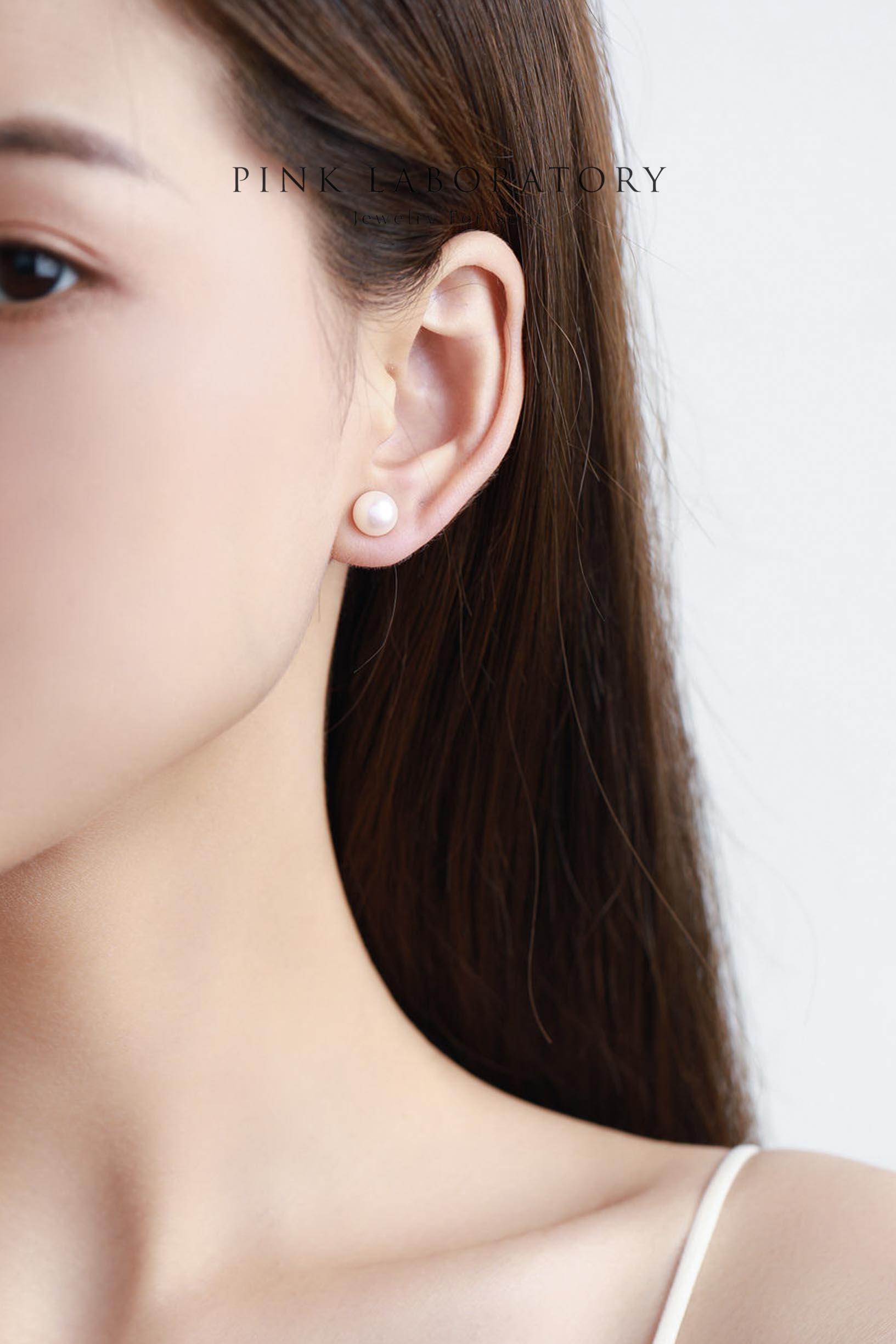 天然淡水珍珠925純銀精鍍亮澤白金耳環