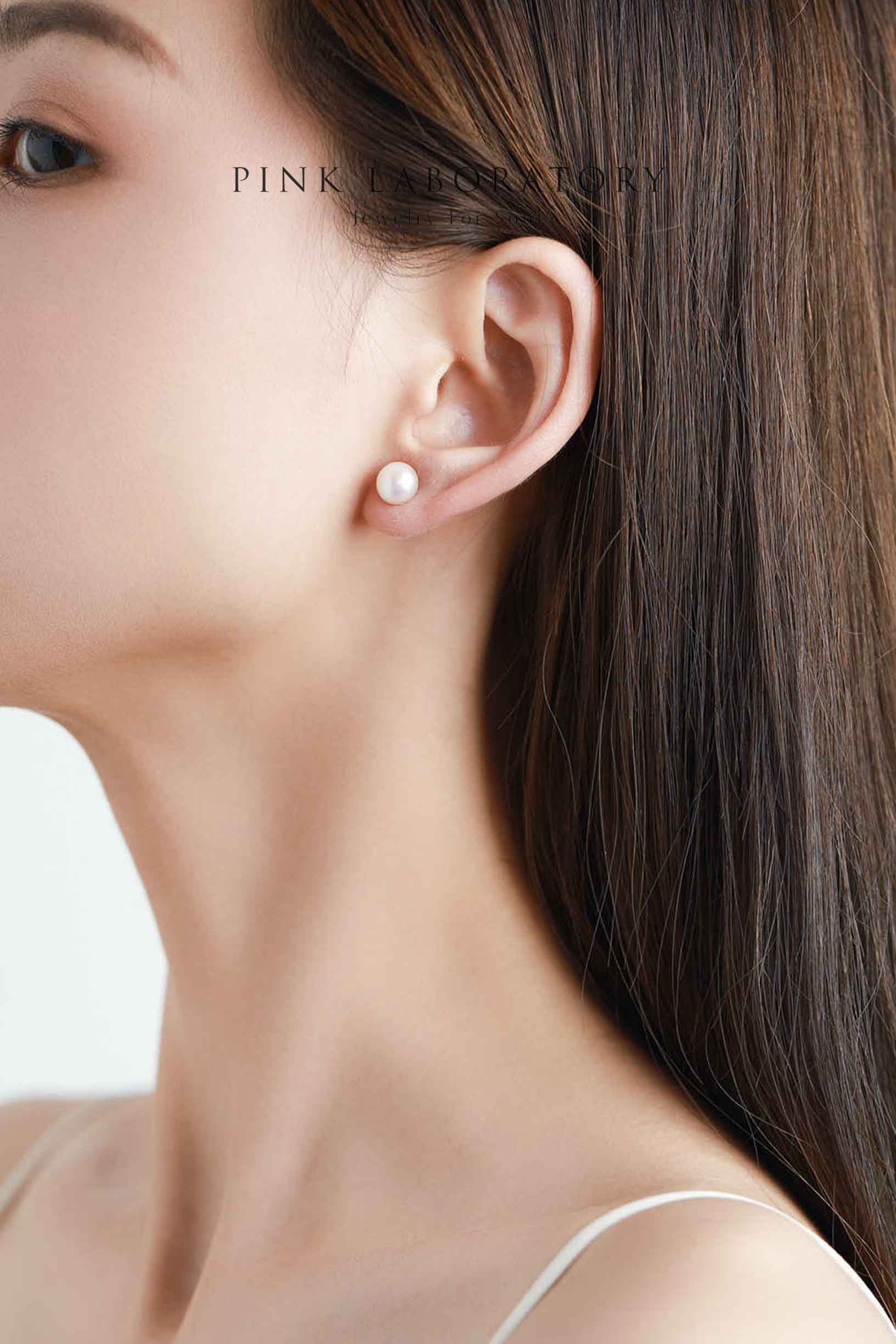 天然淡水珍珠925純銀精鍍亮澤白金耳環