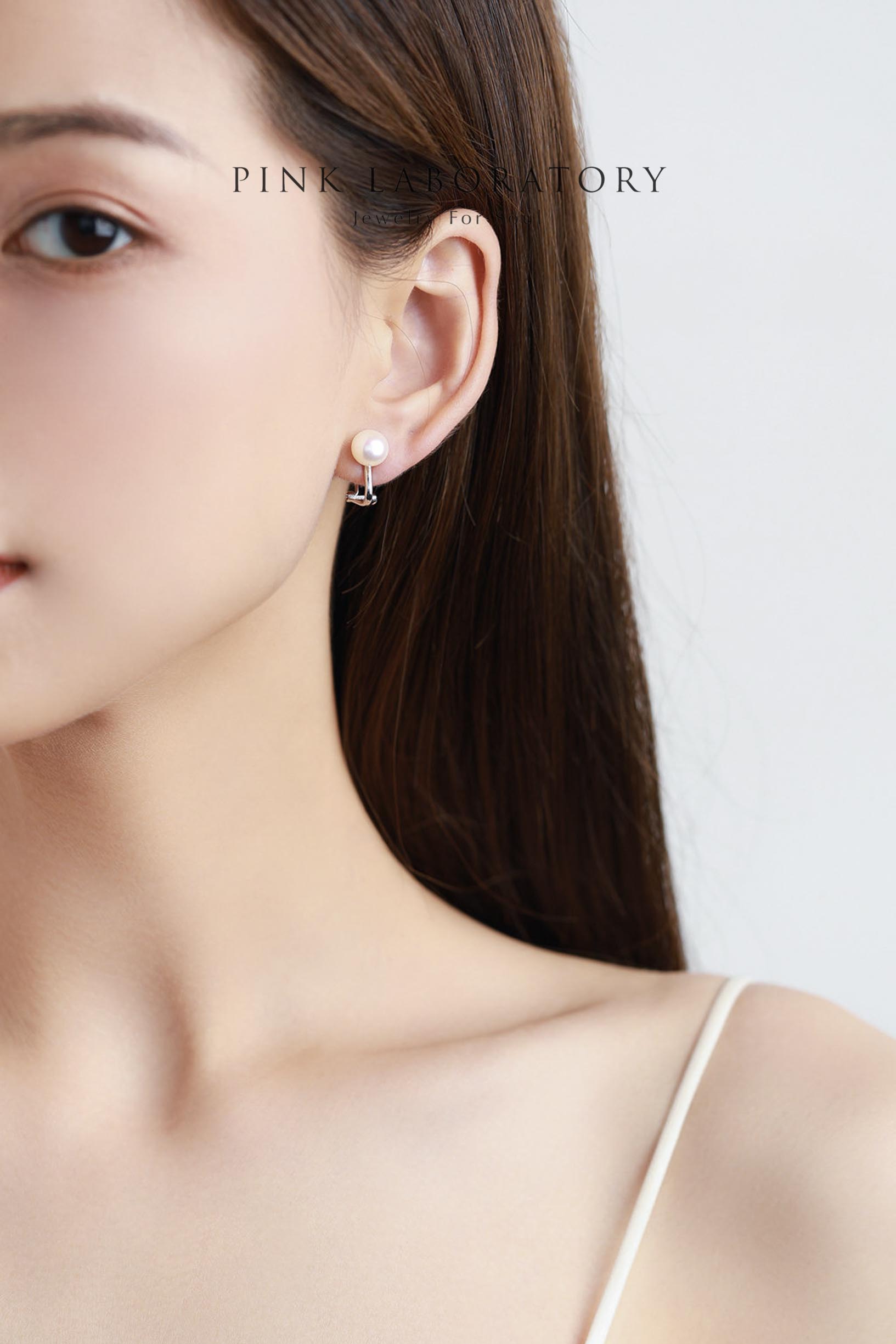 天然淡水珍珠925純銀精鍍亮澤白金耳環