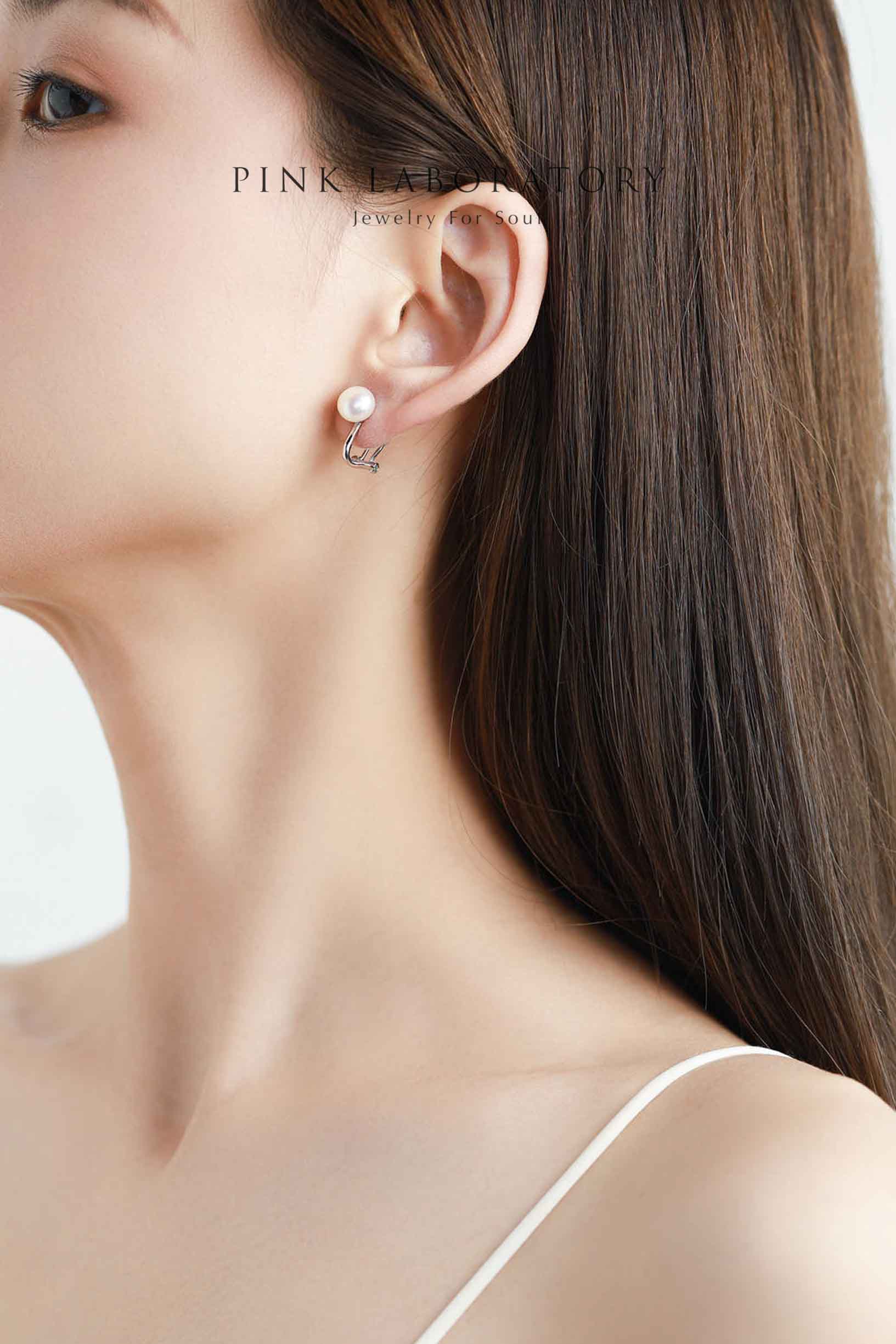 天然淡水珍珠925純銀精鍍亮澤白金耳環