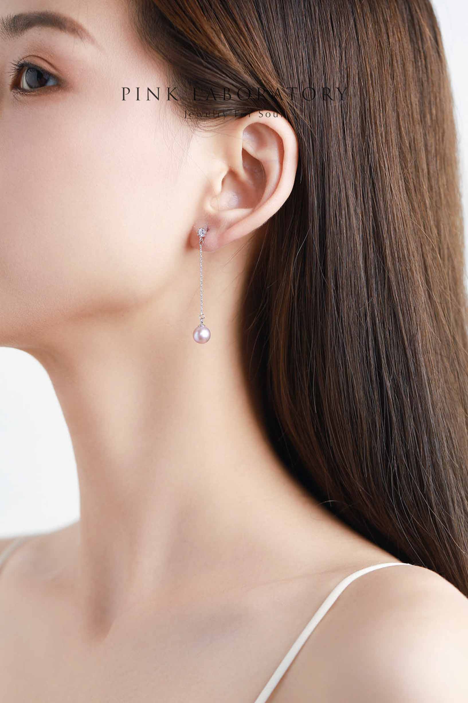 天然淡水珍珠925純銀精鍍亮澤白金耳環