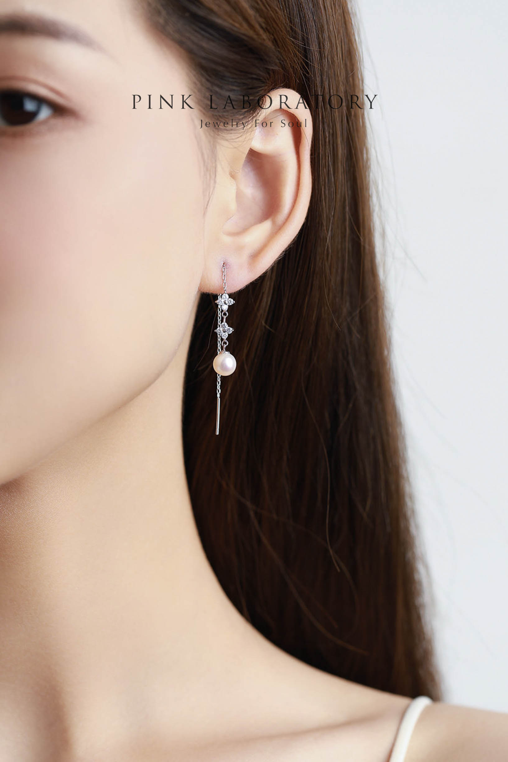 天然淡水珍珠925純銀精鍍亮澤白金耳環