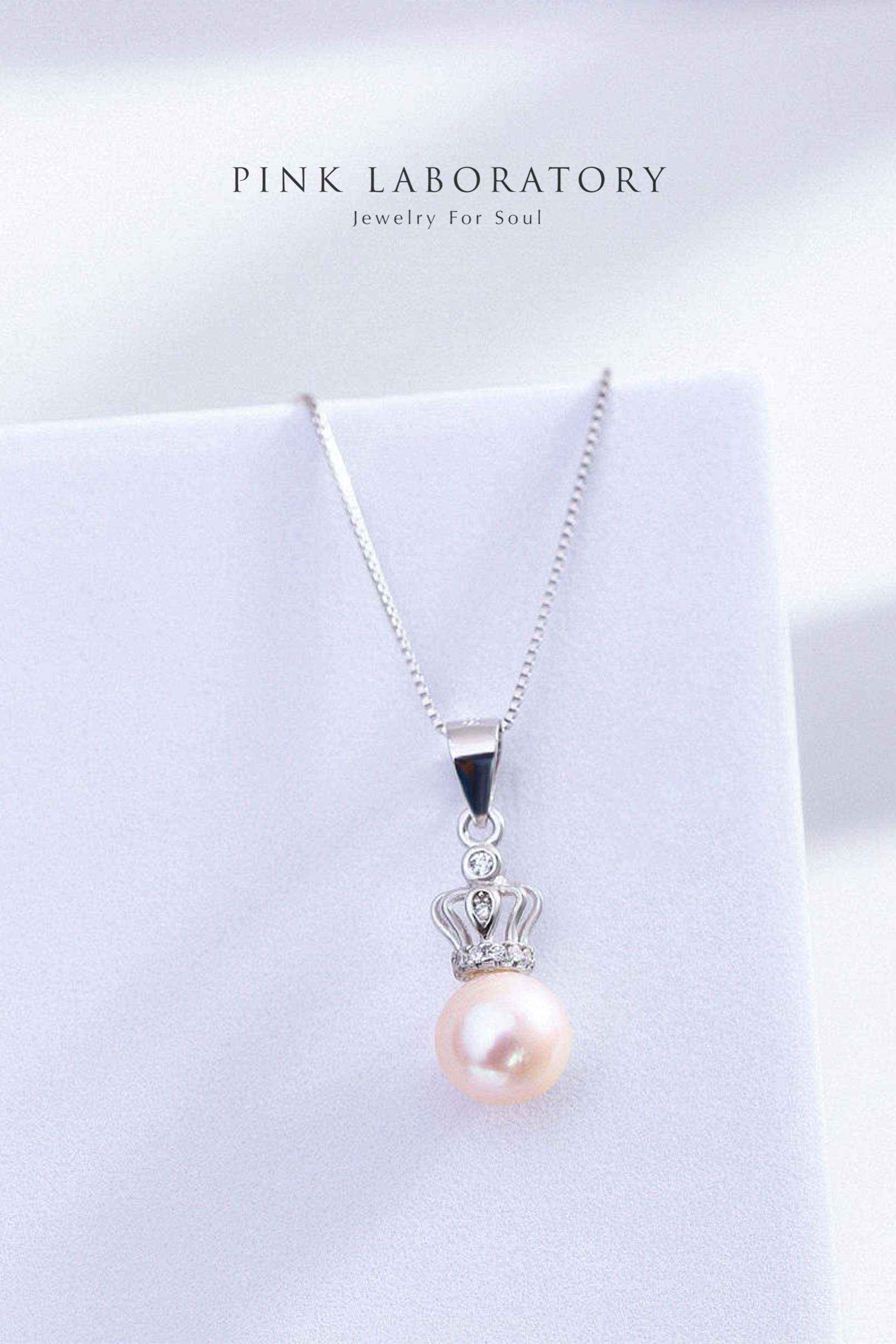 天然淡水珍珠925純銀精鍍亮澤白金項鍊