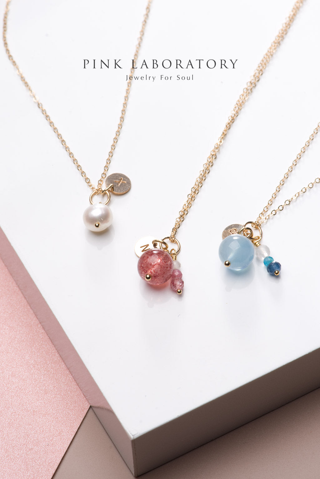 天然淡水珍珠字母項鍊吊墜 | 14K包金頸鍊