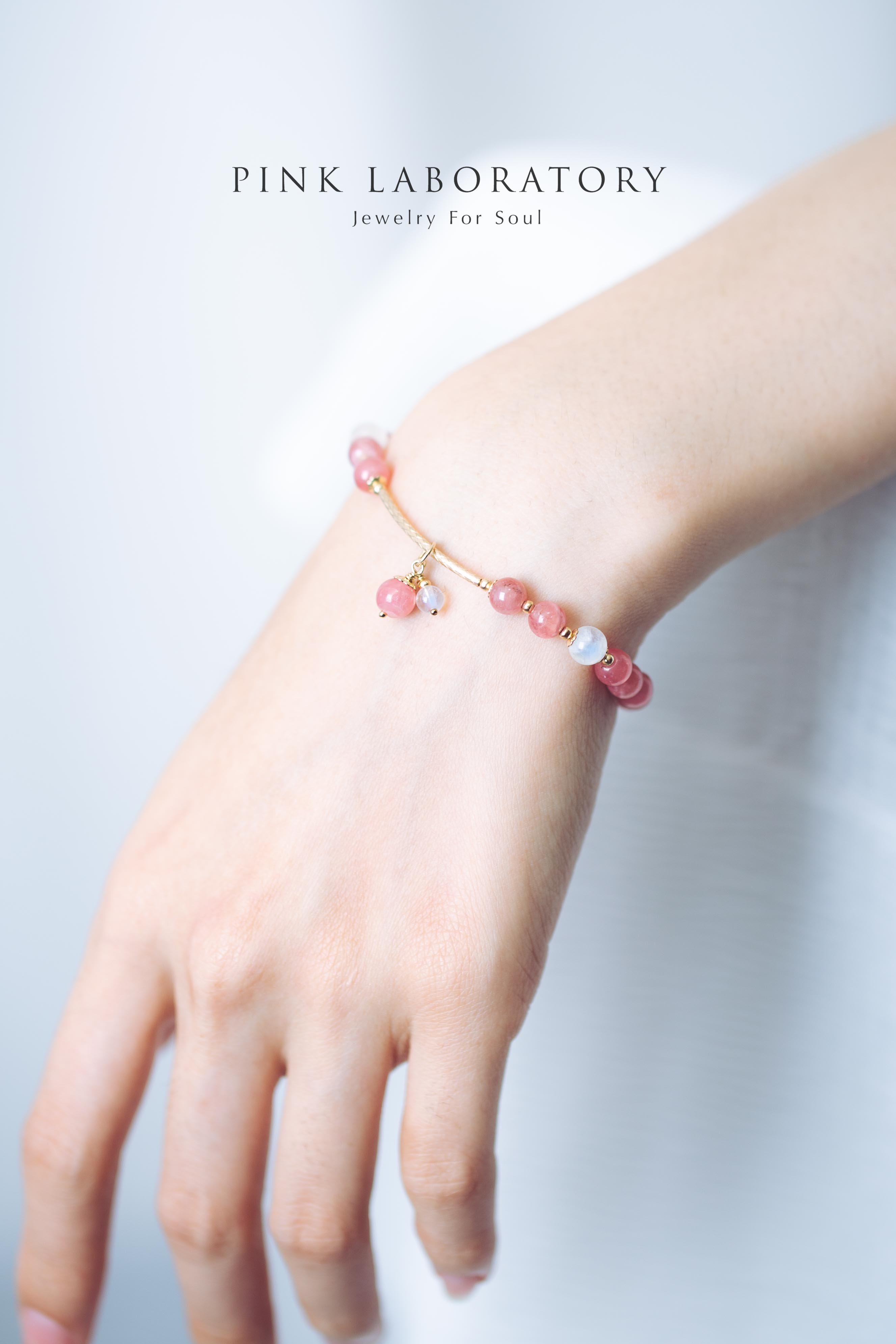 冰種紅紋石月光石14KGF手鍊