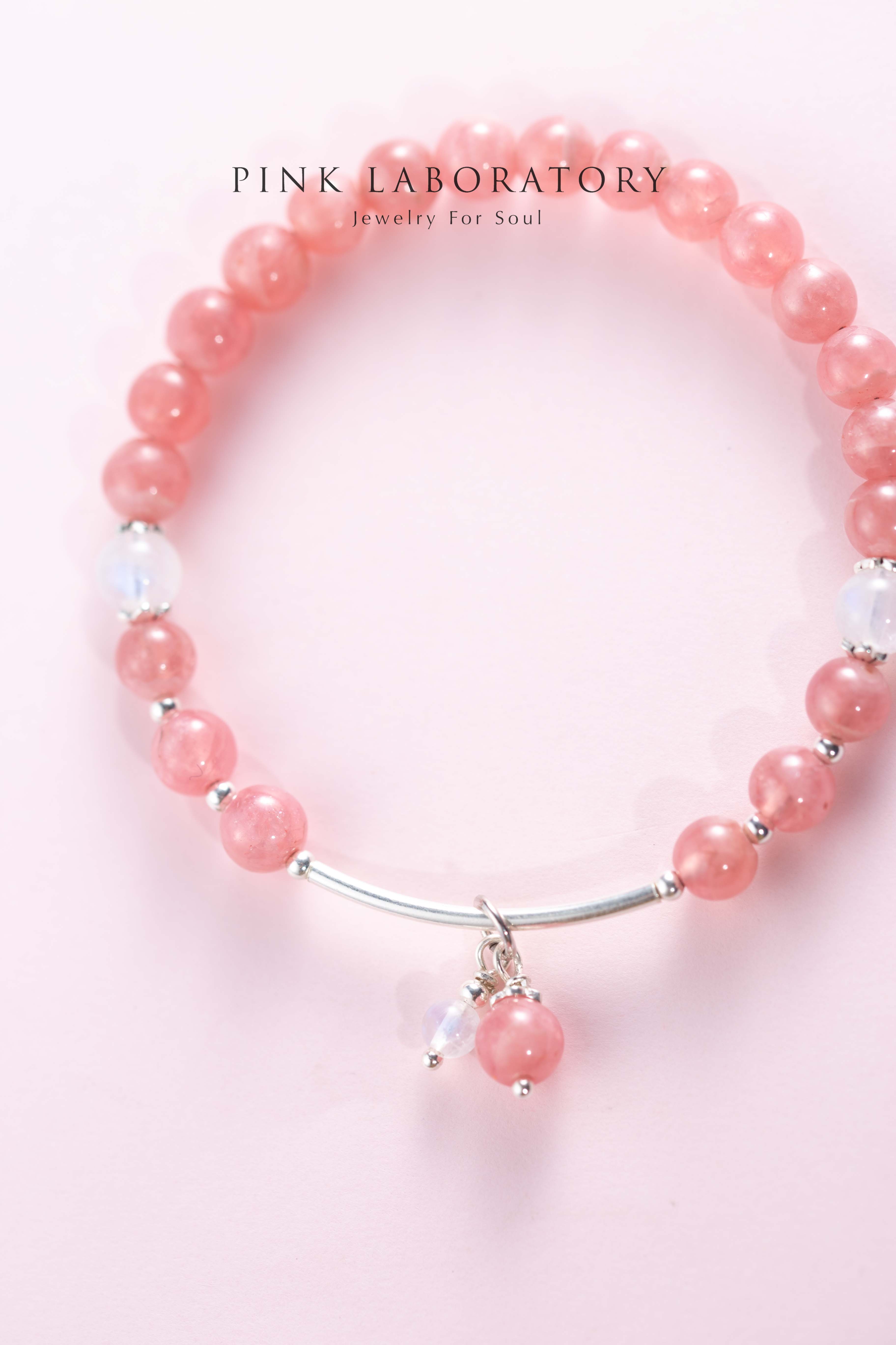 冰種紅紋石月亮石925純銀手鍊