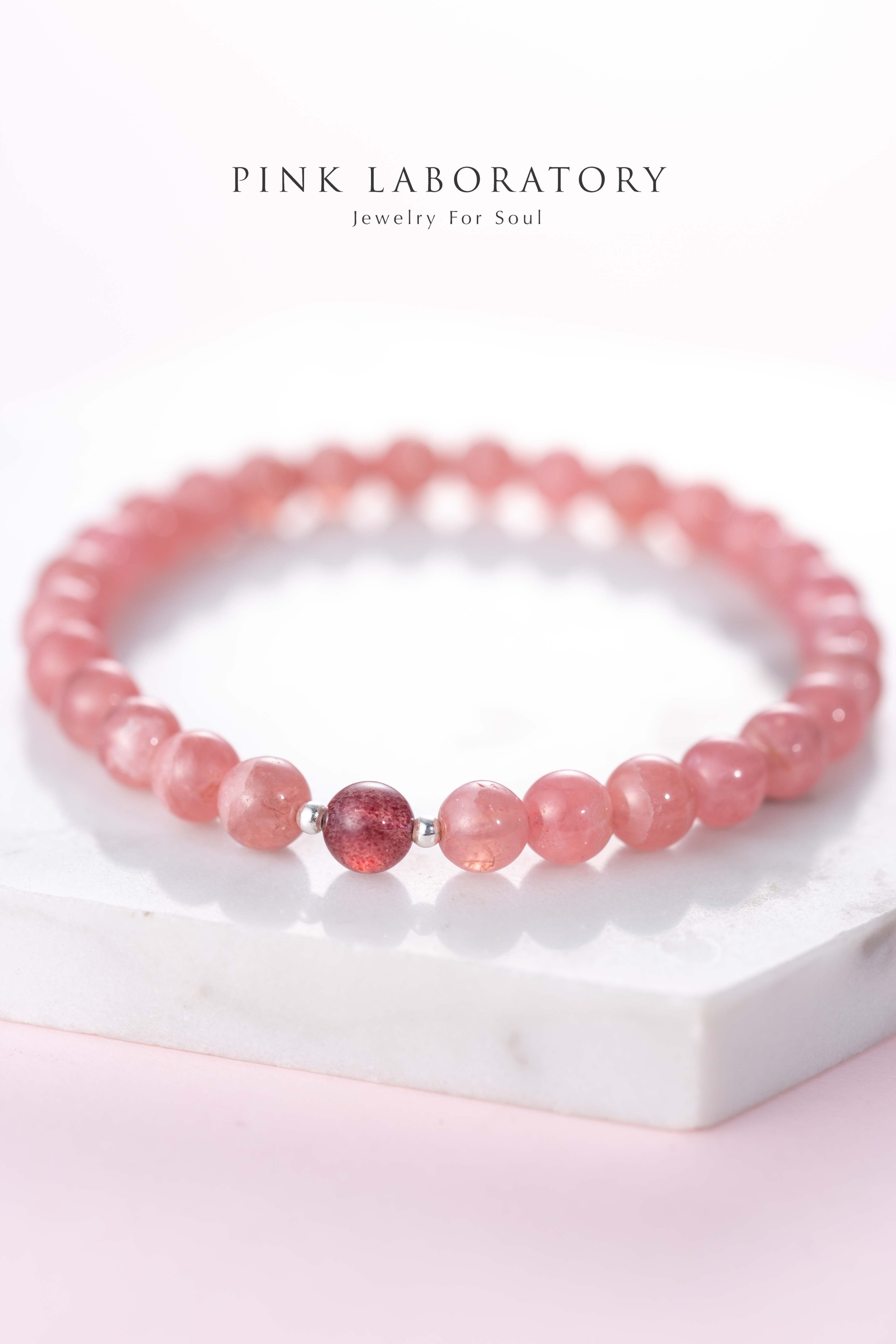 冰種紅紋石草莓晶925純銀手鍊