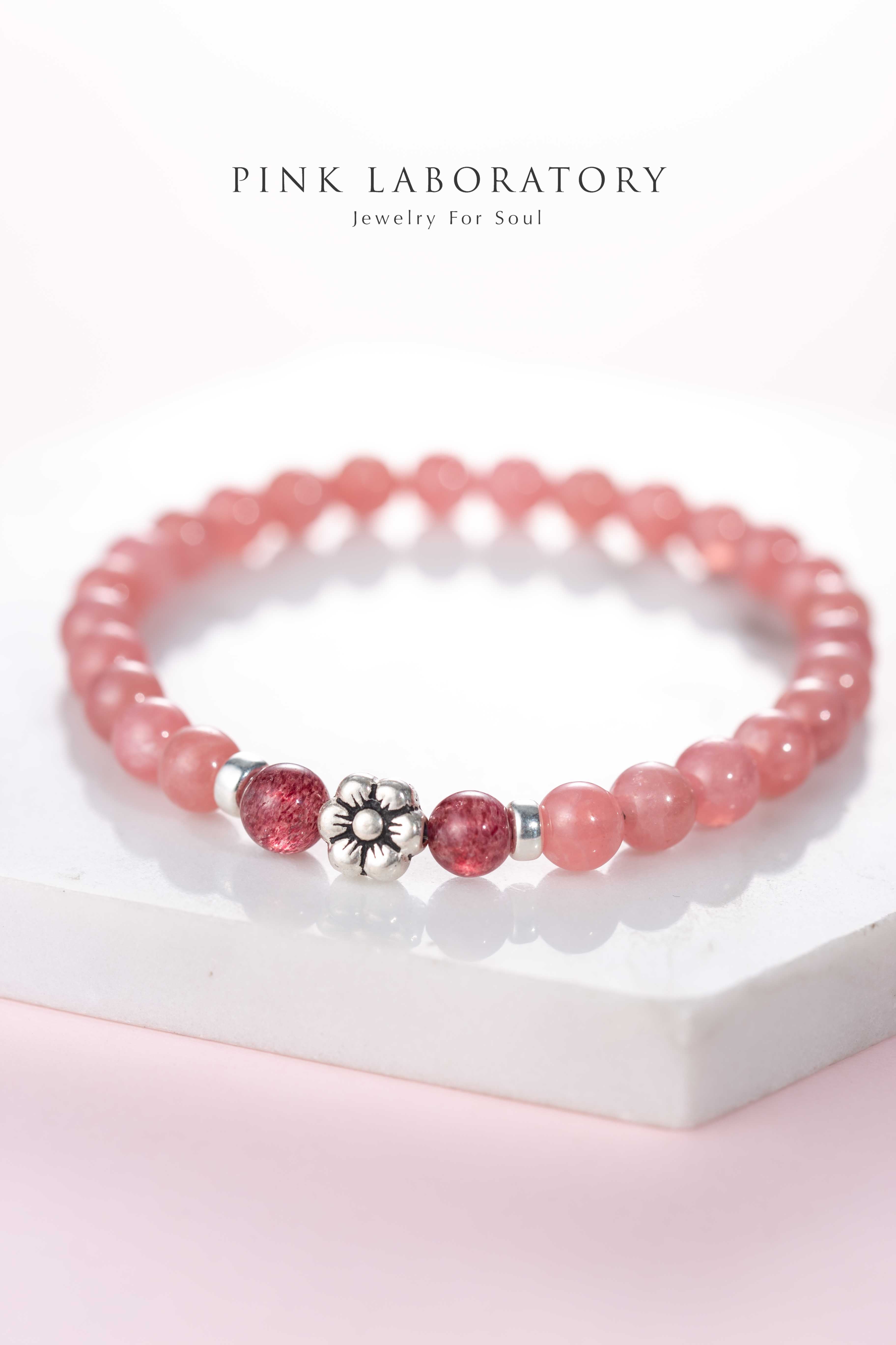 冰種紅紋石草莓晶925純銀手鍊