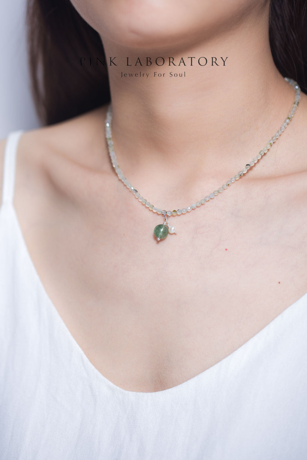 葡萄石綠草莓晶925純銀項鍊 生日禮物