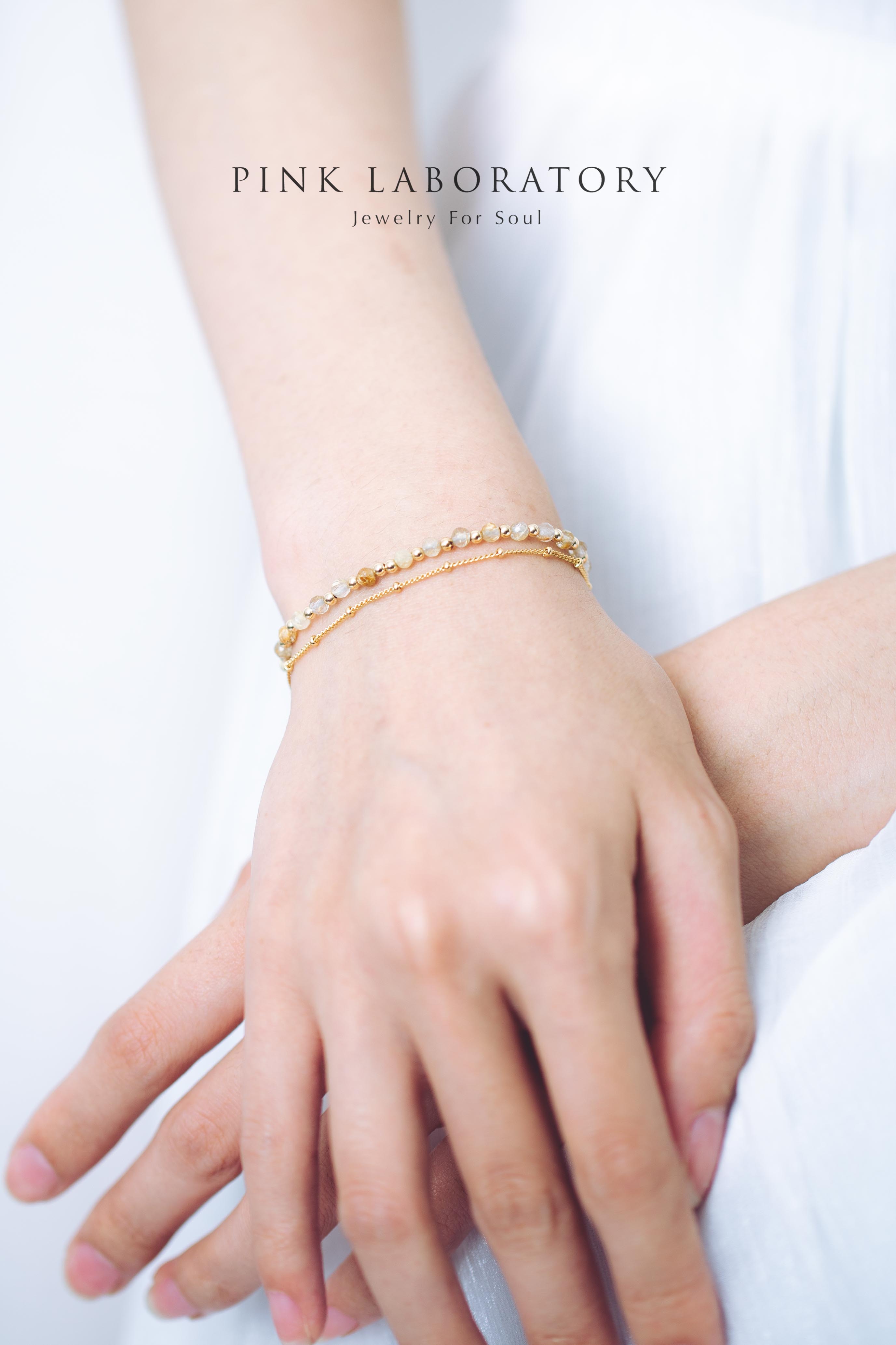 金髮晶14K包金極細手鍊|字母客製