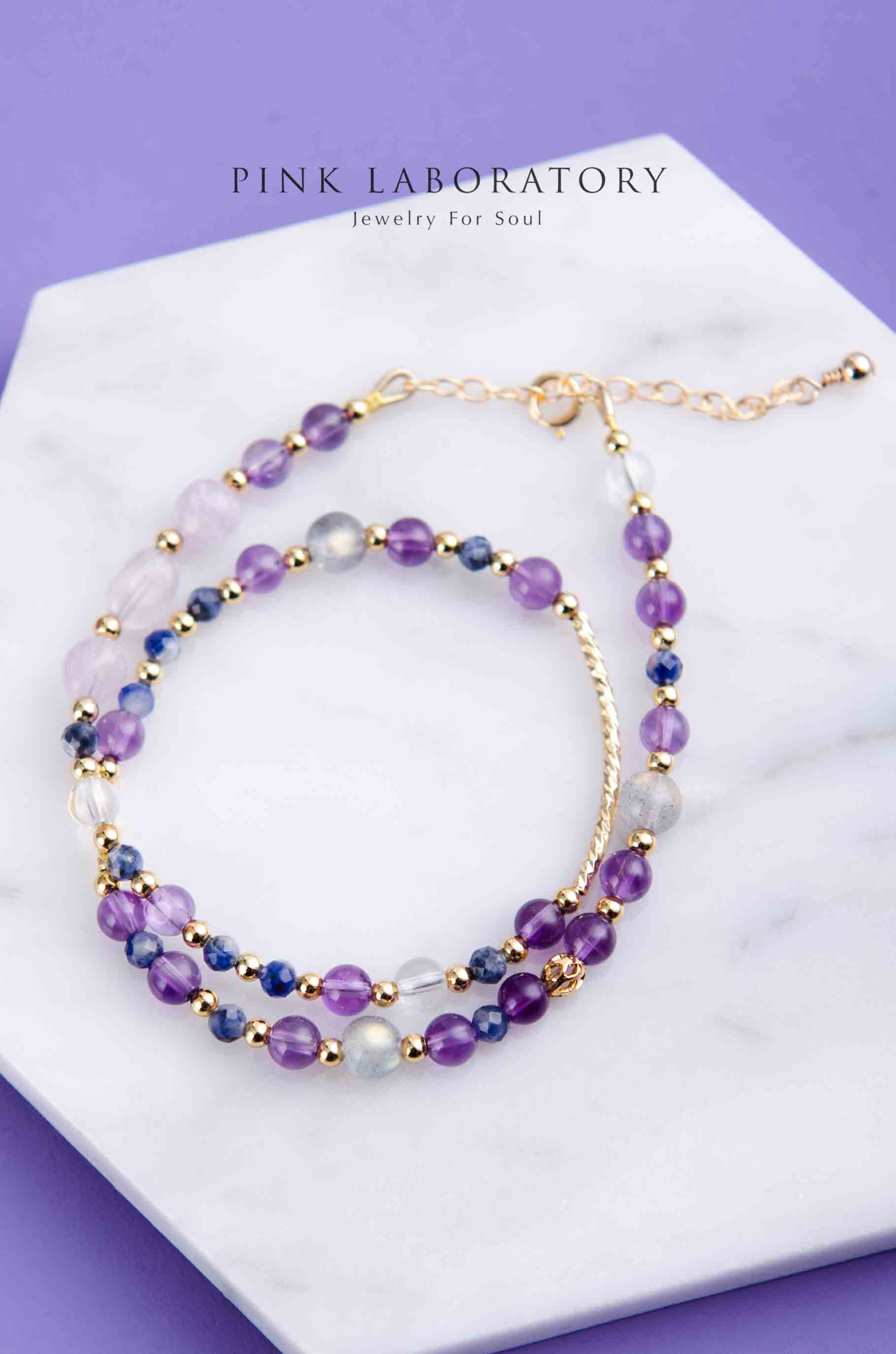 烏拉圭紫水晶手鍊 | 蘇打石 | 切面 | 拉長石 | 多圈