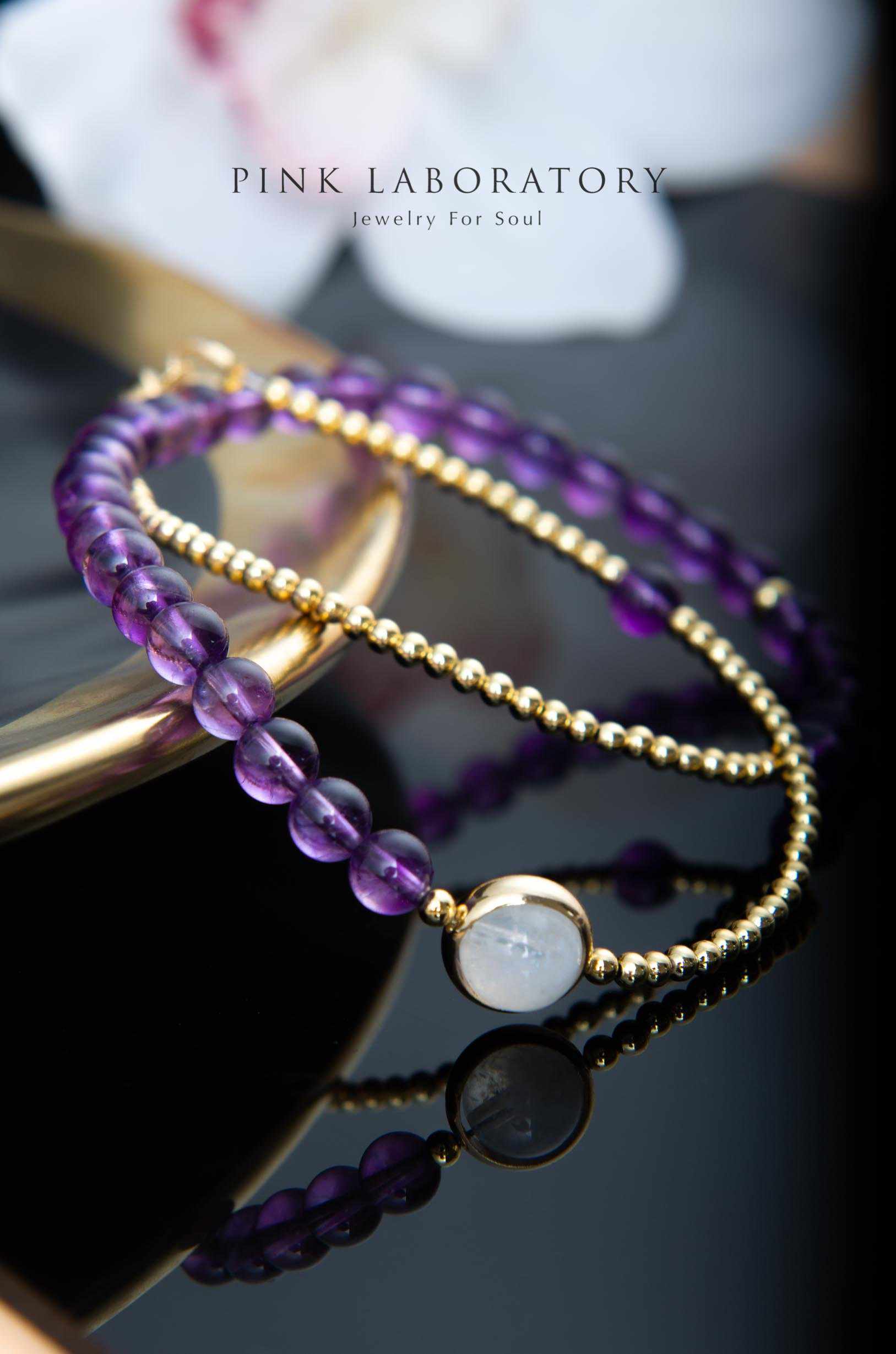 紫水晶月光石手鍊 | 14kgf | 夜色系列 - Pink Laboratory