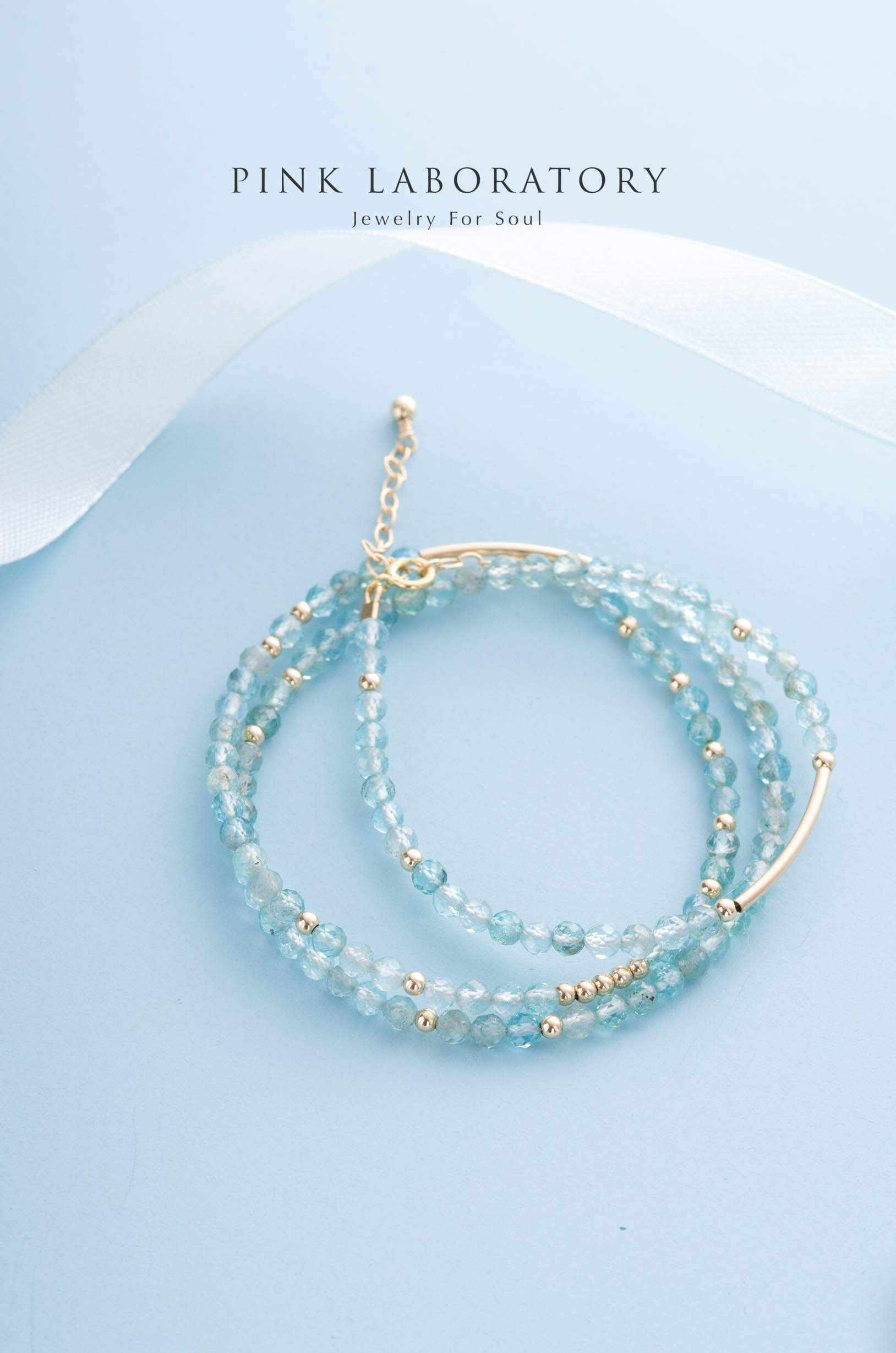 磷灰石極細手鍊 | 14K包金三圈手鏈 - Pink Laboratory